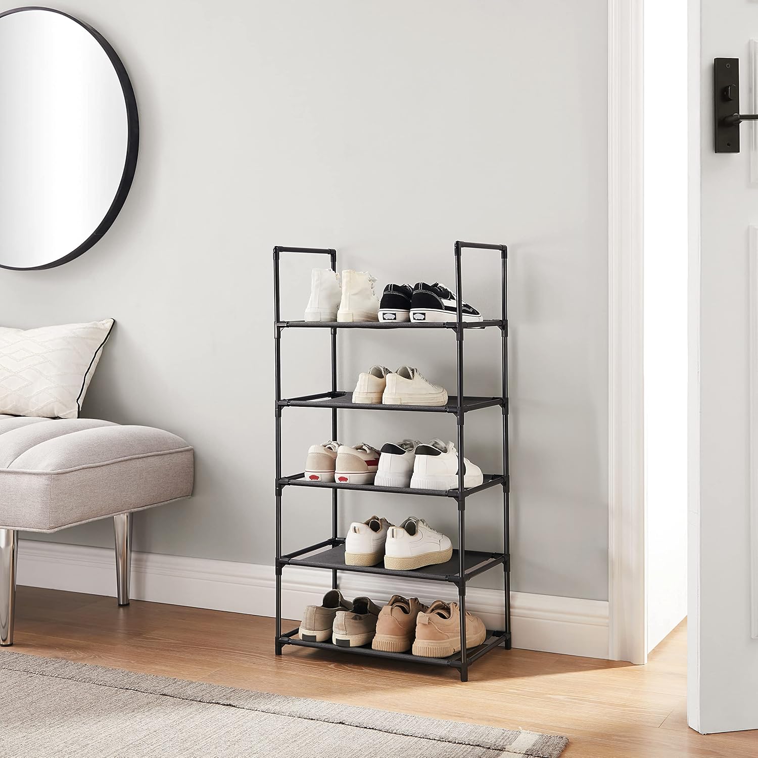 Songmics Scarpiera a 5 Ripiani 28x45x89 cm, Nero - immagine 4