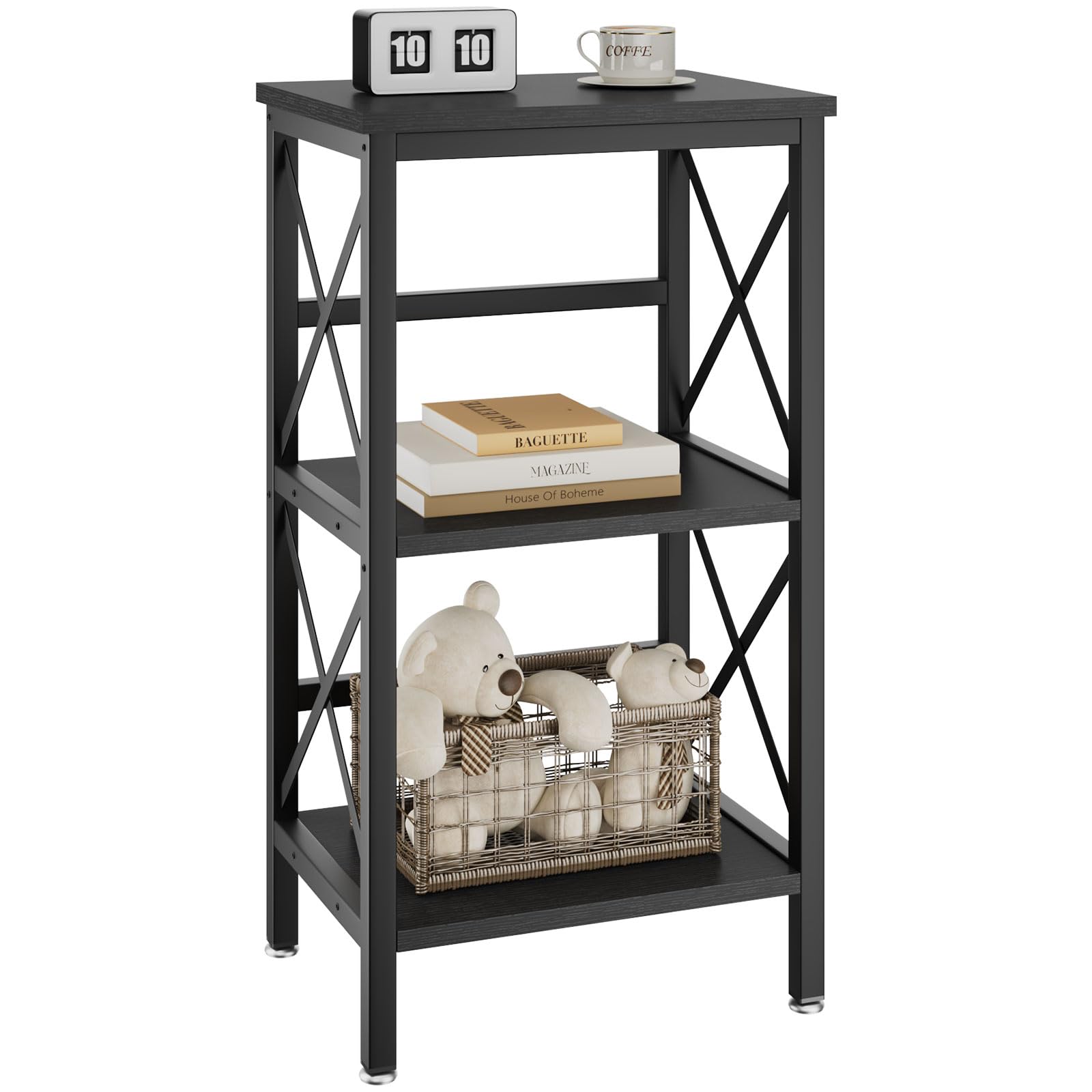 Ymyny Libreria Scaffale a 3 Ripiani 40x29x75CM, Nero