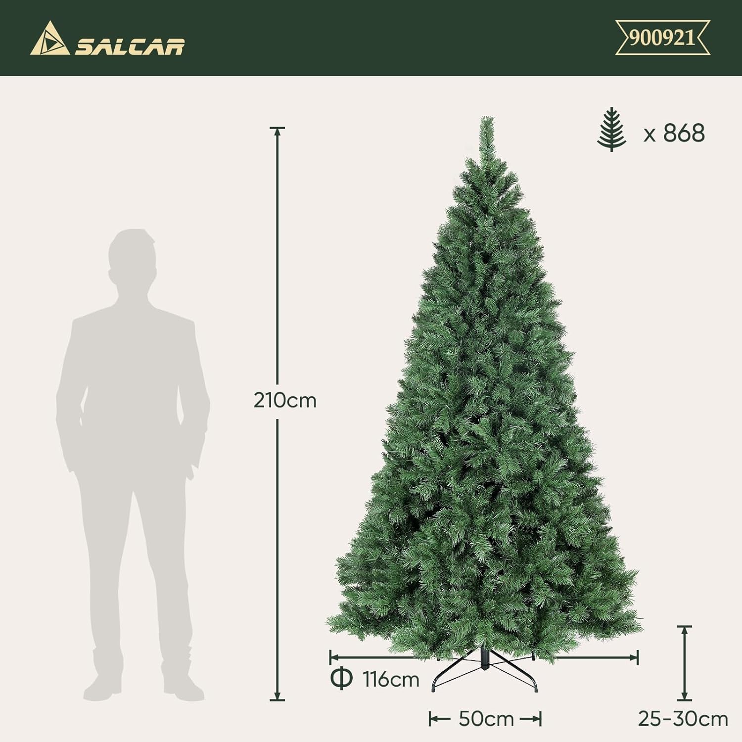 Salcar Albero di Natale Artificiale 210 cm - immagine 8