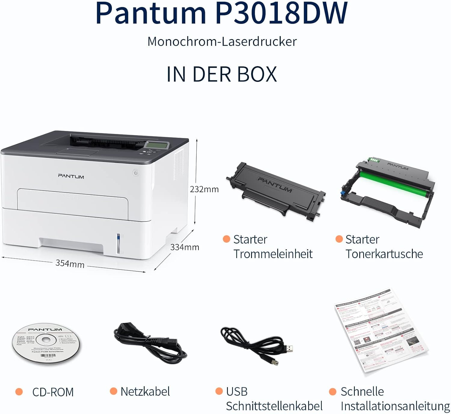 Pantum P3018DW Stampante Laser Wifi A4, Bianco - immagine 8