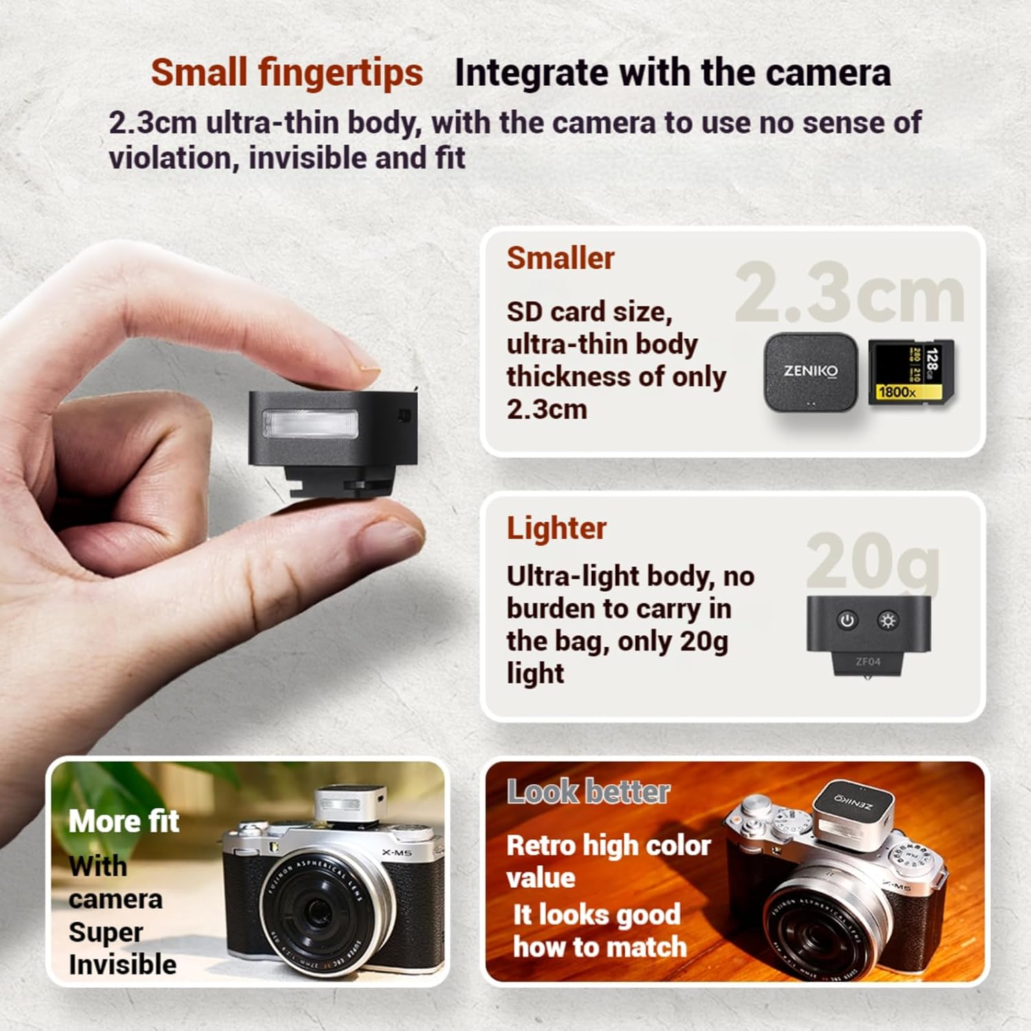 ZΕΝΙΚΟ ZF04 On-Camera Flash, Nero - immagine 2