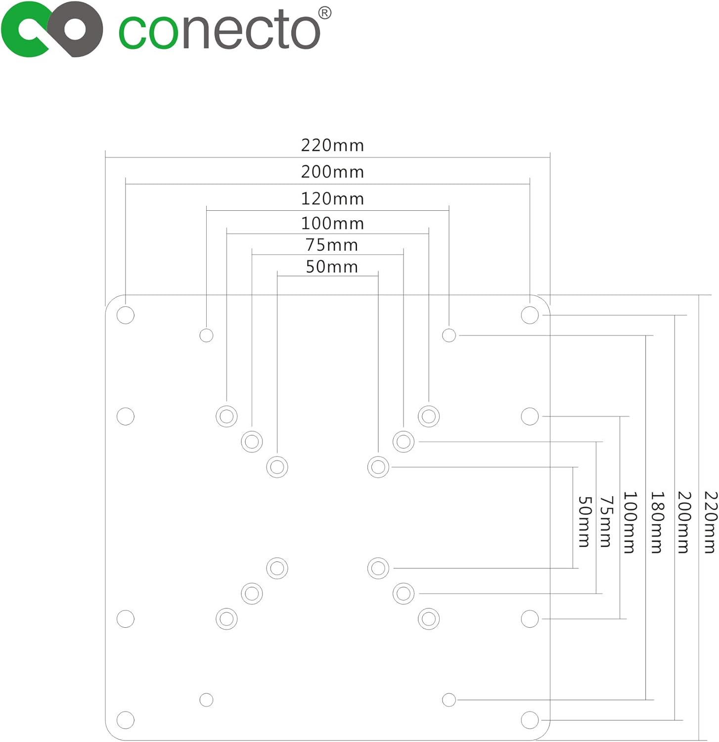 Conecto Adattatore Universale VESA 50x50 a 200x200, Nero - immagine 4