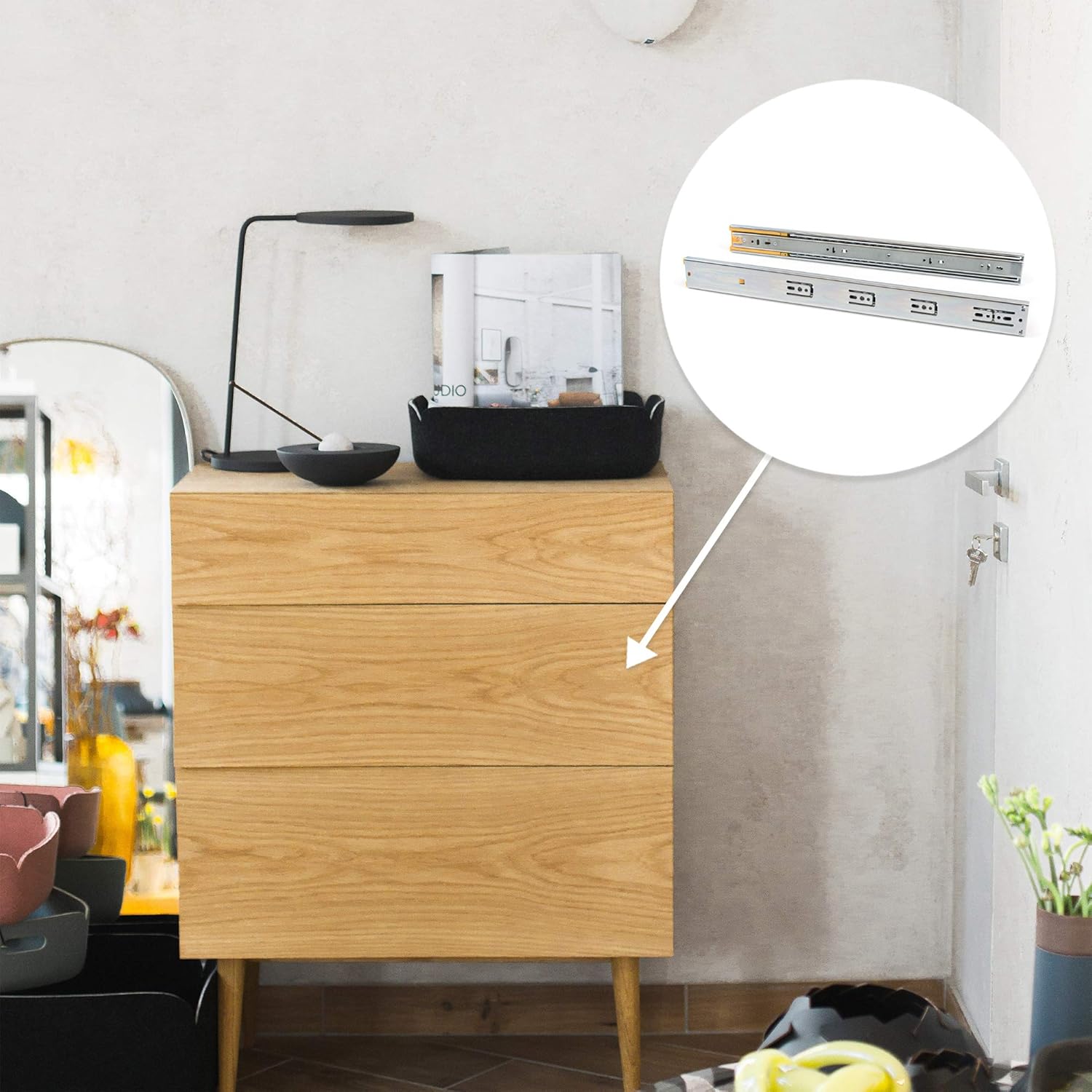 Emuca 3059105 Guide per Cassetti 45mm x 650mm (5 coppie) - immagine 4