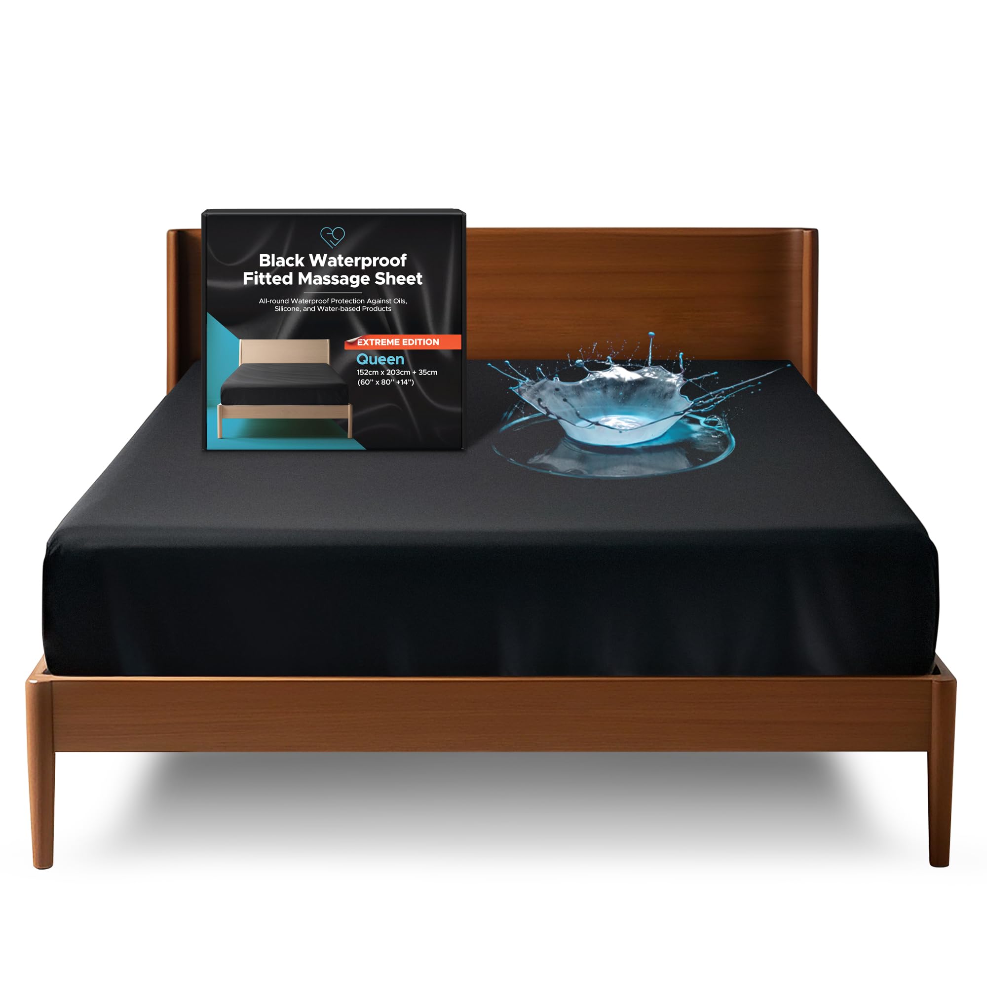 Lenzuolo Impermeabile con Angoli Misura Queen, Nero