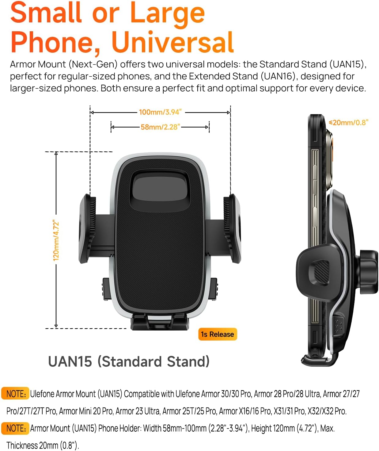 Ulefone Armor Mount UAN15 - Supporto Cellulare Universale - immagine 2