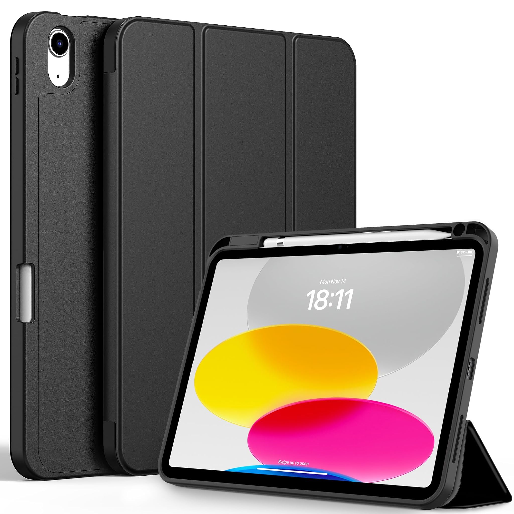 Cacoe Custodia Cover per iPad 10.9" (2022) / 11" (2025), Nero