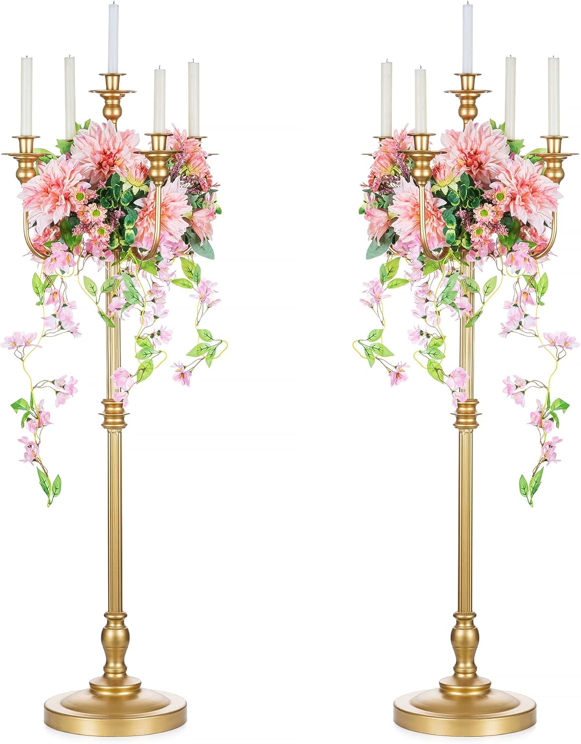 Sziqiqi Set 2 Candeliere in Metallo a 5 Bracci, Oro