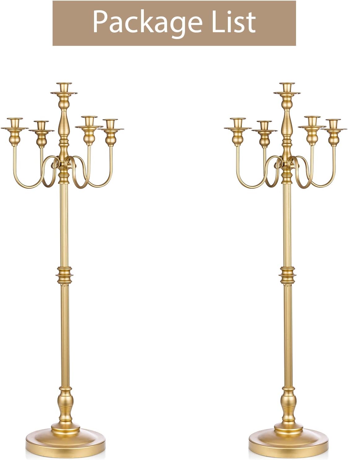 Sziqiqi Set 2 Candeliere in Metallo a 5 Bracci, Oro - immagine 5