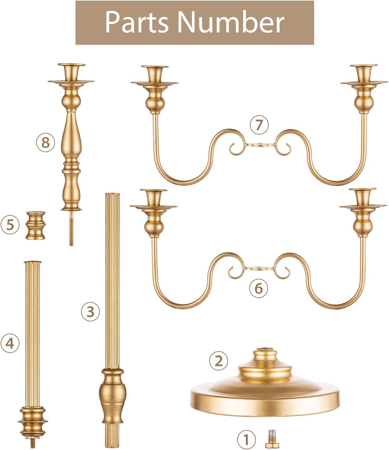 Sziqiqi Set 2 Candeliere in Metallo a 5 Bracci, Oro - immagine 6