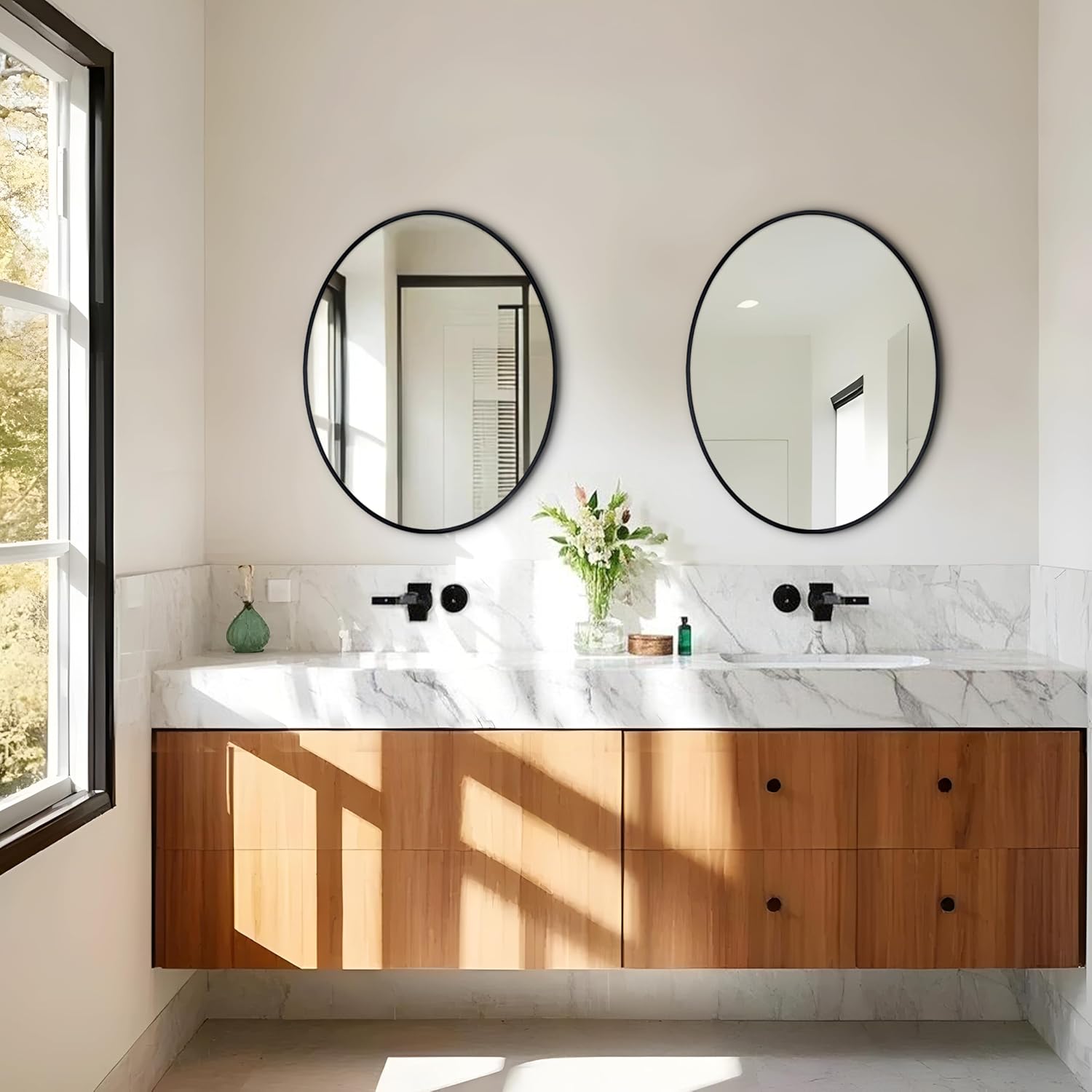 Specchio da Parete Ovale 60x80 cm, Nero - immagine 9