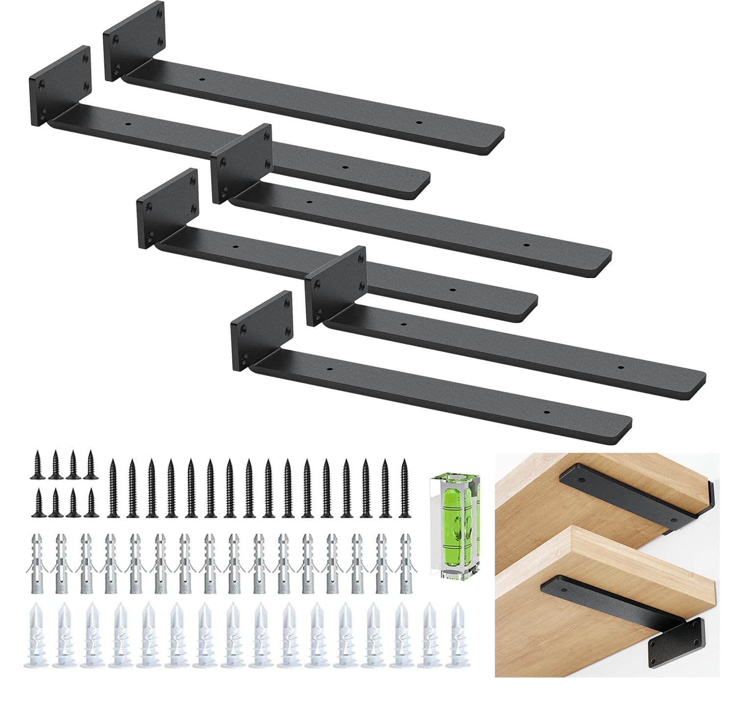 Supporto per Scaffali Galleggianti 12 pollici, Nero (6 pz)