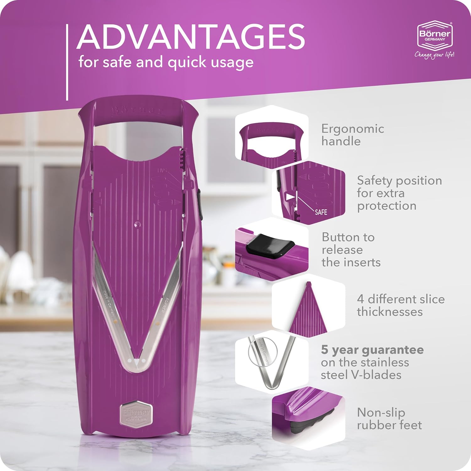 Börner Affettaverdure V5 Set Base, Viola - immagine 5