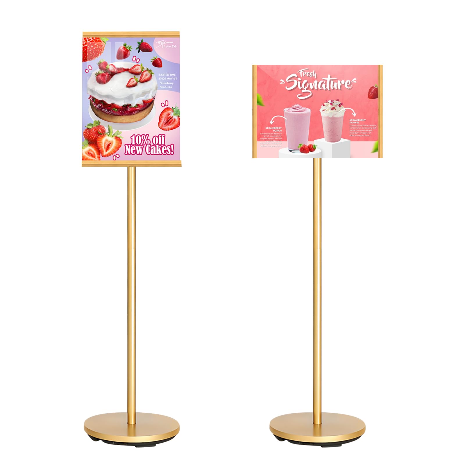 Insegna Verticale A4, Supporto Regolabile, Oro