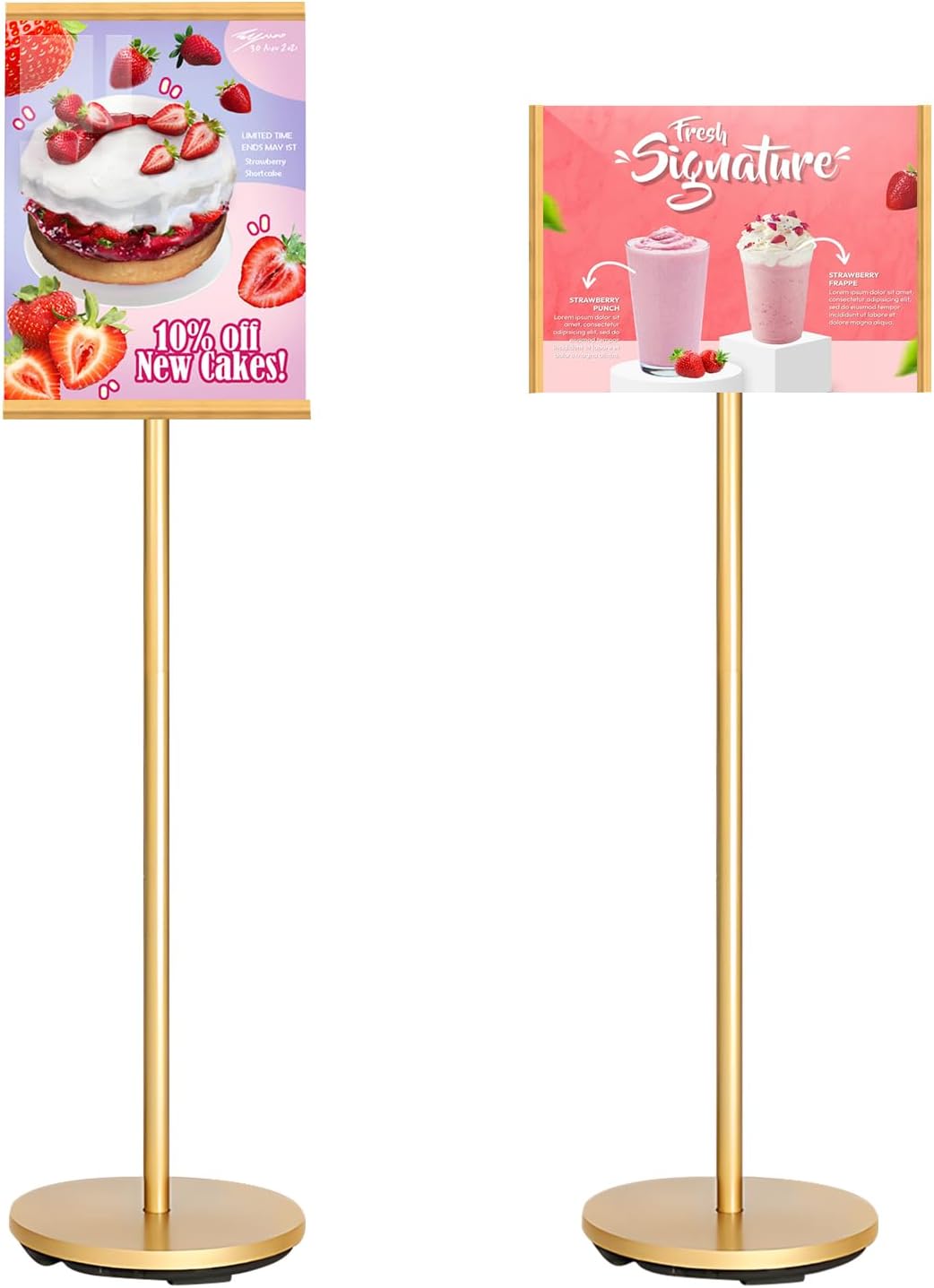 Insegna Verticale A4, Supporto Regolabile, Oro - immagine 1