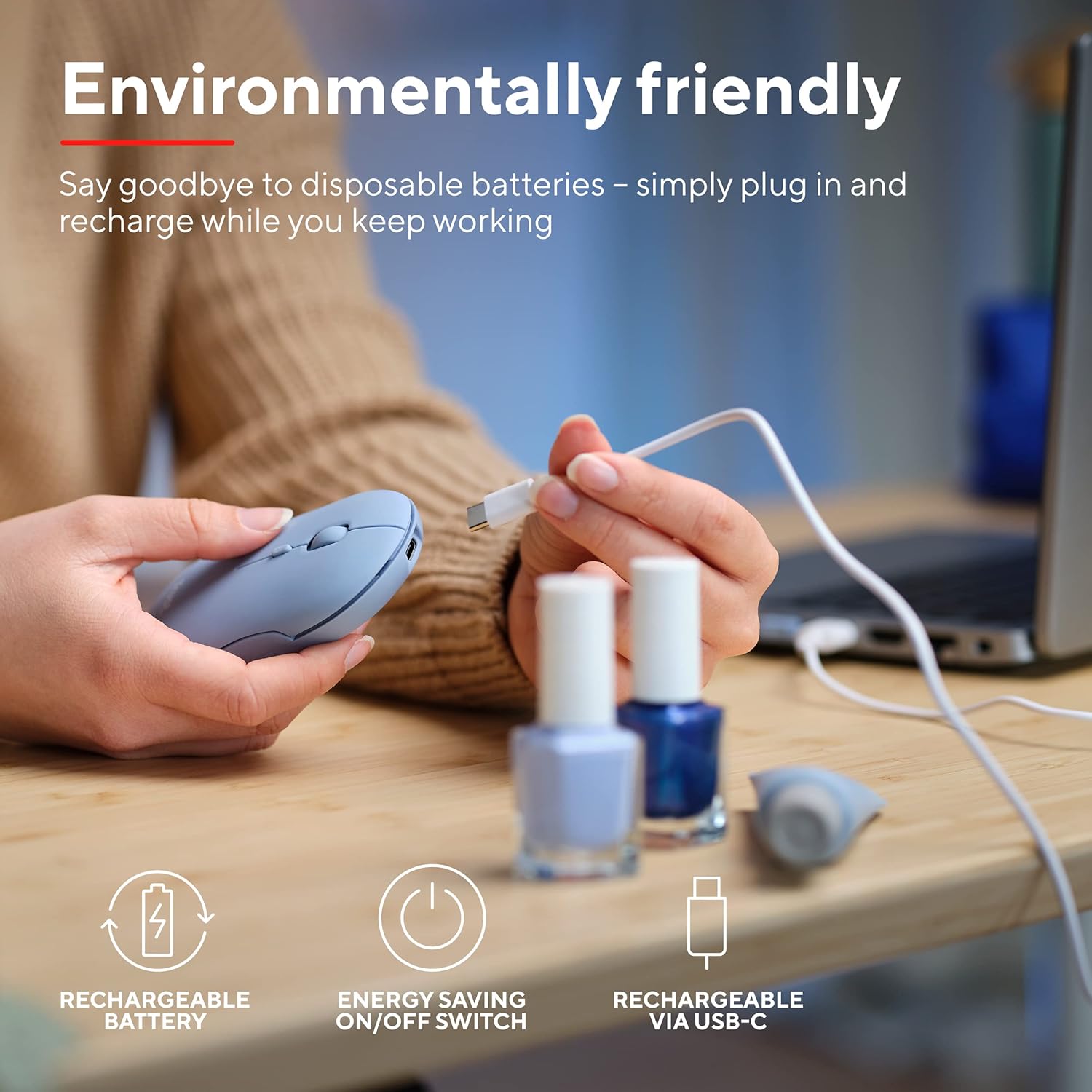 Trust Puck Mouse Wireless Ricaricabile, Blu - immagine 5