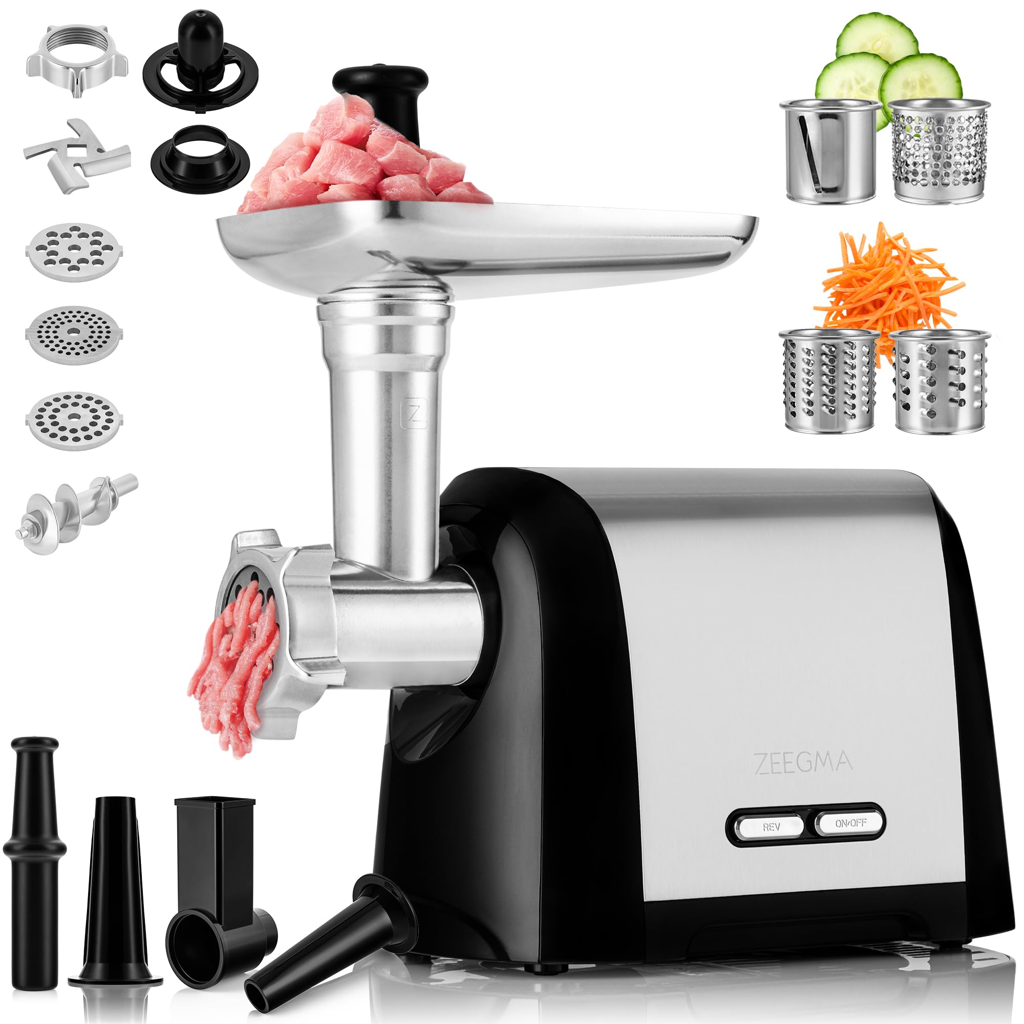 Zeegma Molen Chef Tritacarne Elettrico 1900W, Argento