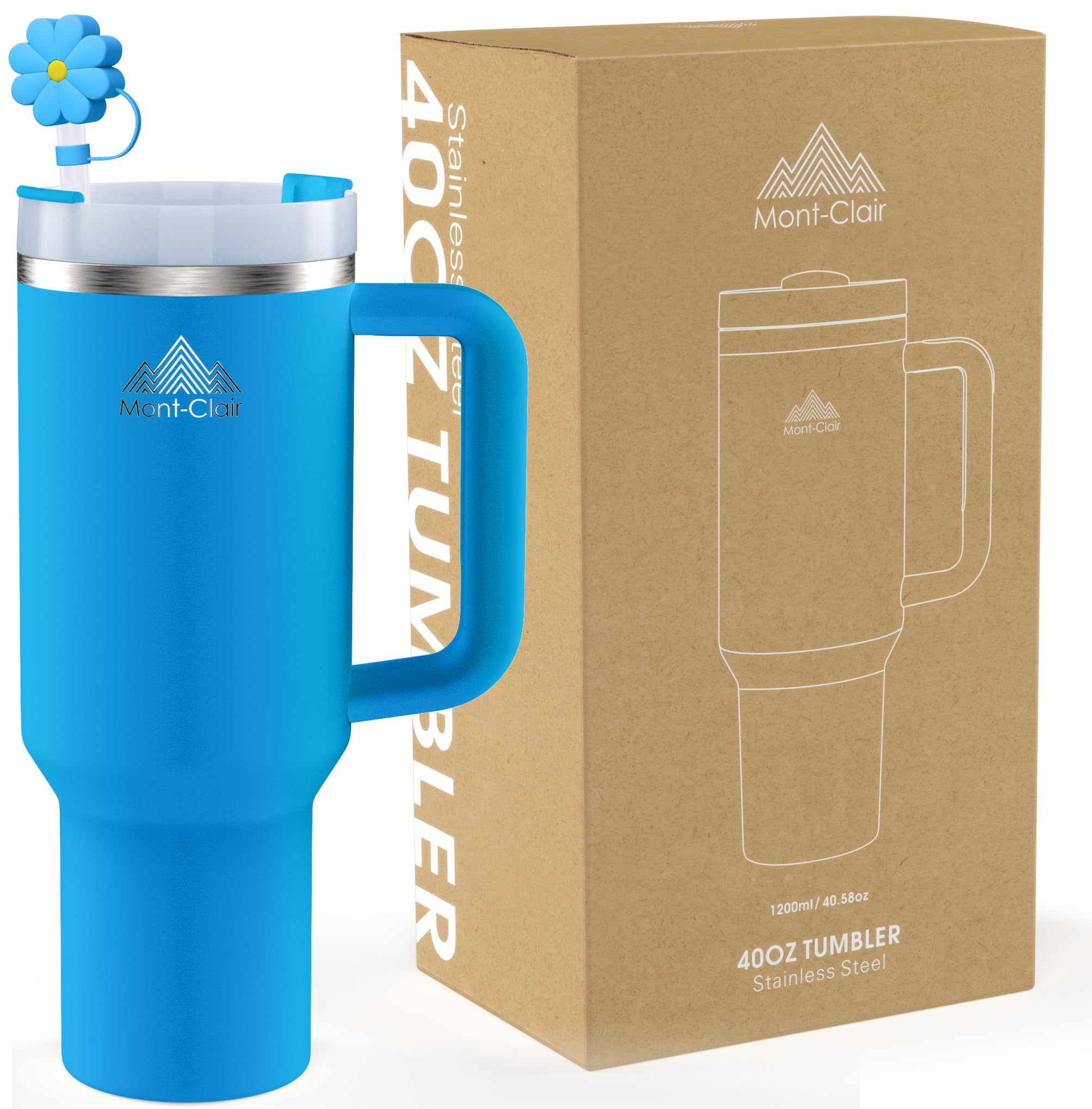 Tumbler 40oz - Tazza Termica con Cannuccia 1200ml, Blu