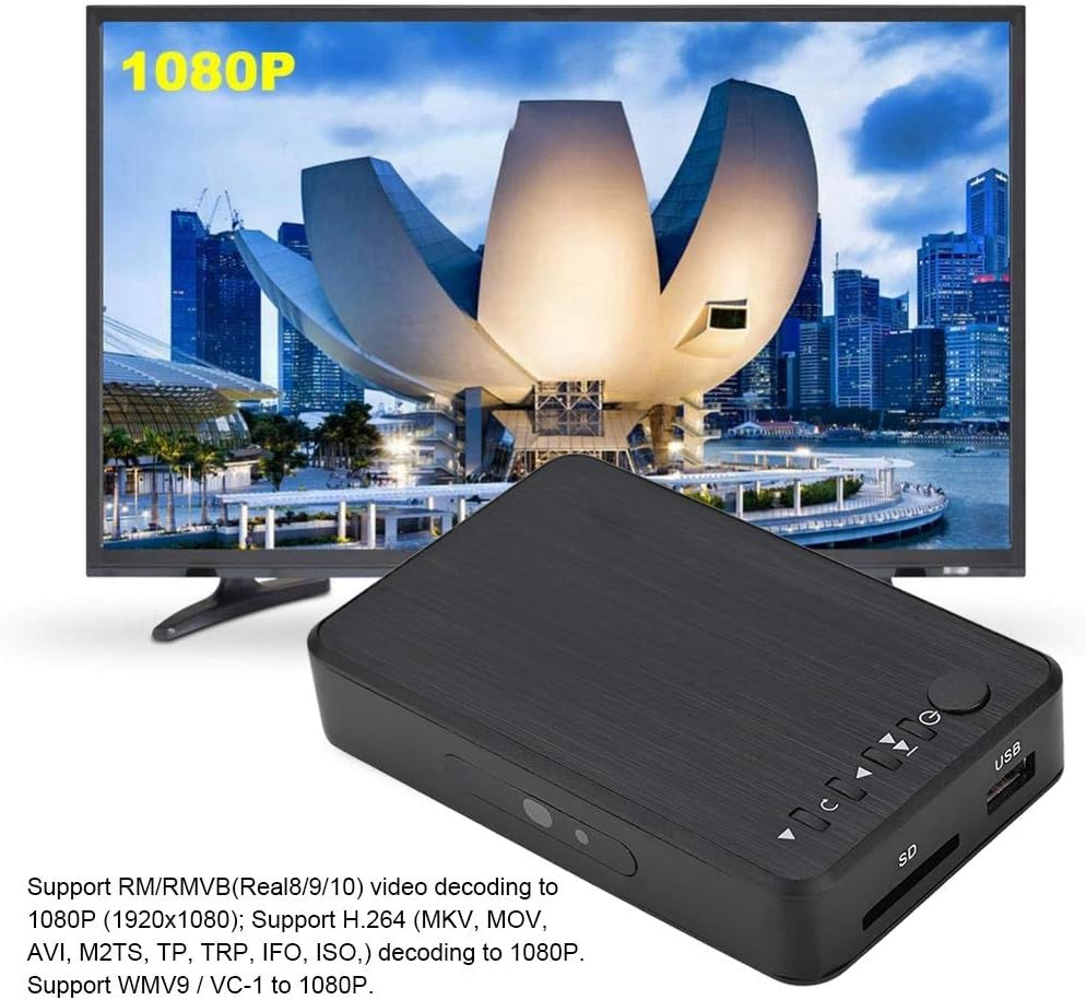 Mini Lettore Multimediale Full HD 1080P con Telecomando, Nero - immagine 2