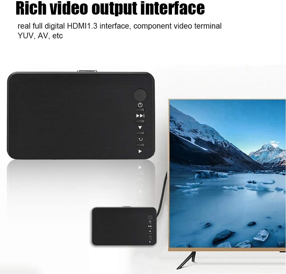 Mini Lettore Multimediale Full HD 1080P con Telecomando, Nero - immagine 4