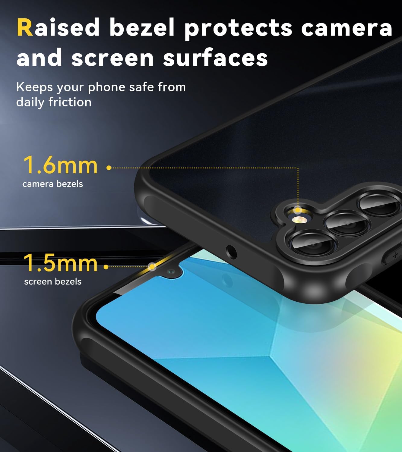 Ivoler Cover Opaca per Samsung Galaxy A16 4G/5G, Nero - immagine 3