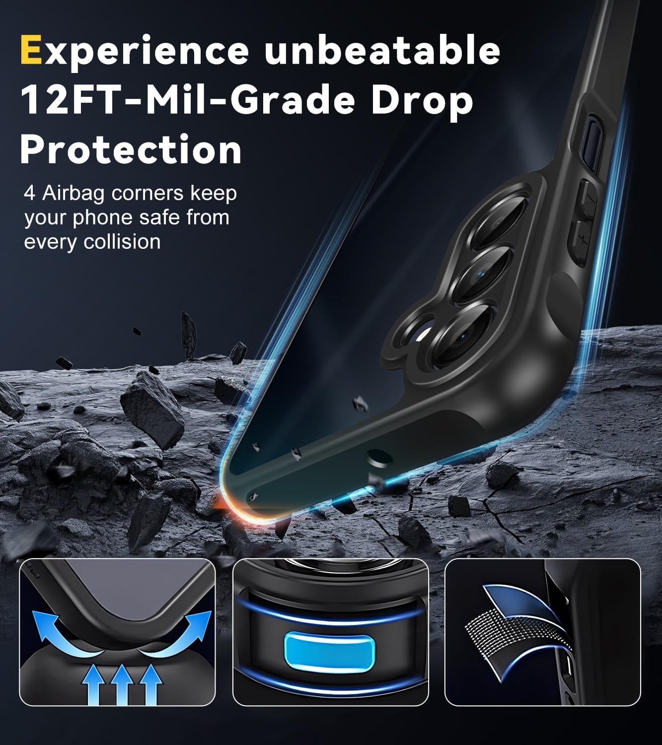 Ivoler Cover Opaca per Samsung Galaxy A16 4G/5G, Nero - immagine 4