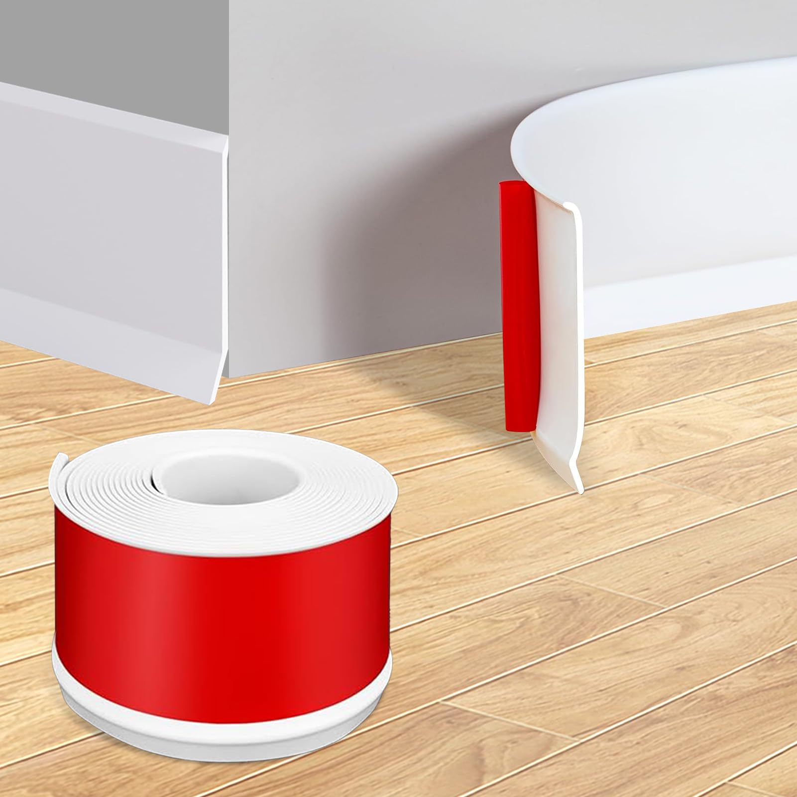 Battiscopa PVC Morbido Autoadesivo 5 cm x 10 m, Bianco