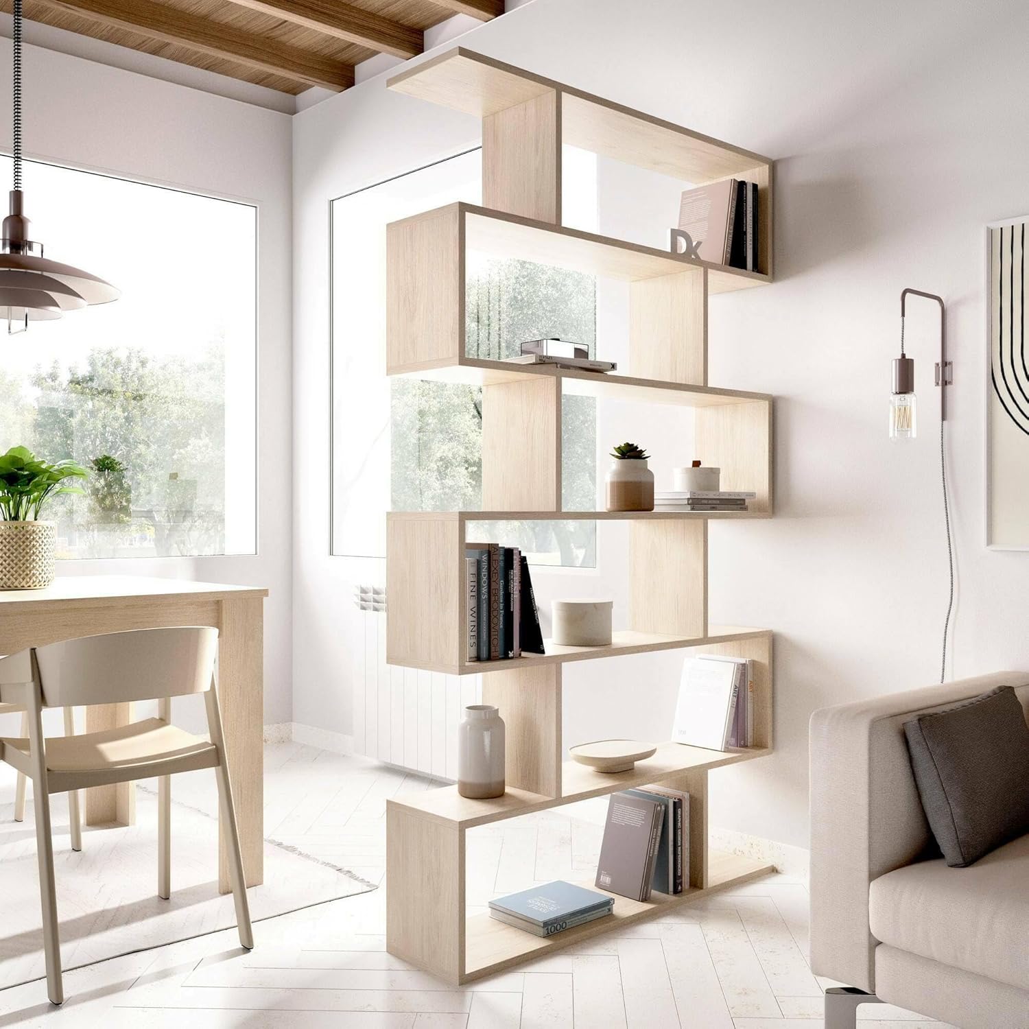 Dmora Libreria Misma - Scaffale Ufficio 80x25h190 cm, Rovere