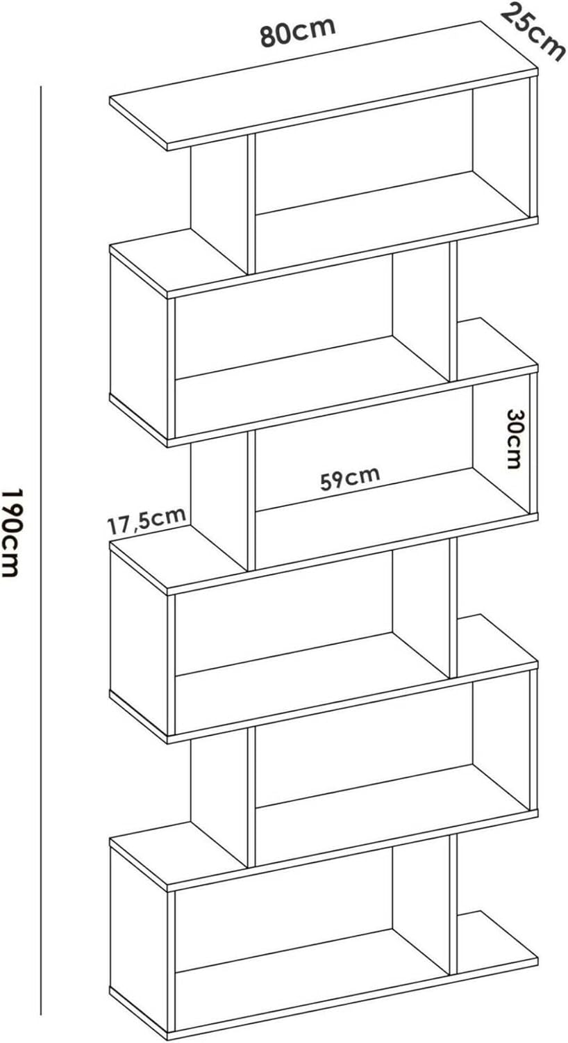 Dmora Libreria Misma - Scaffale Ufficio 80x25h190 cm, Rovere - immagine 2