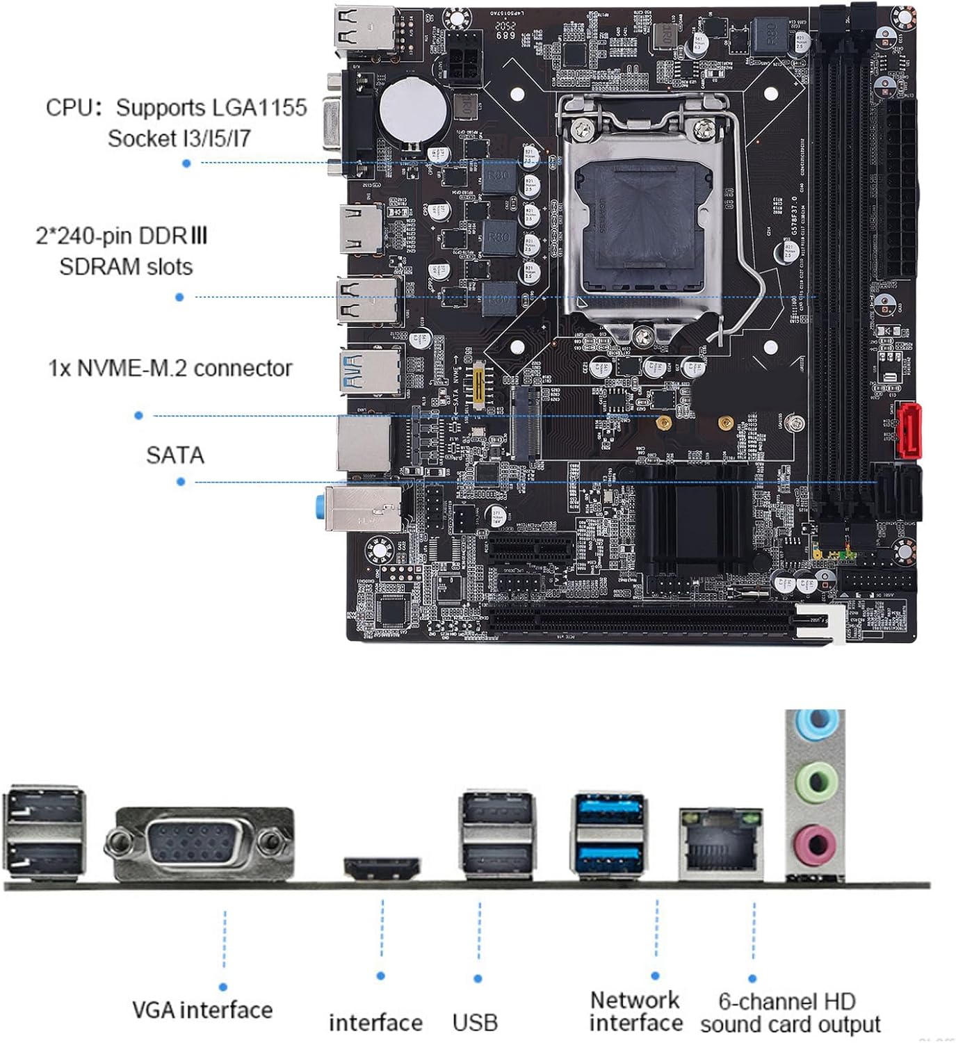 B75 Gaming M ATX Motherboard per LGA1155 - immagine 2