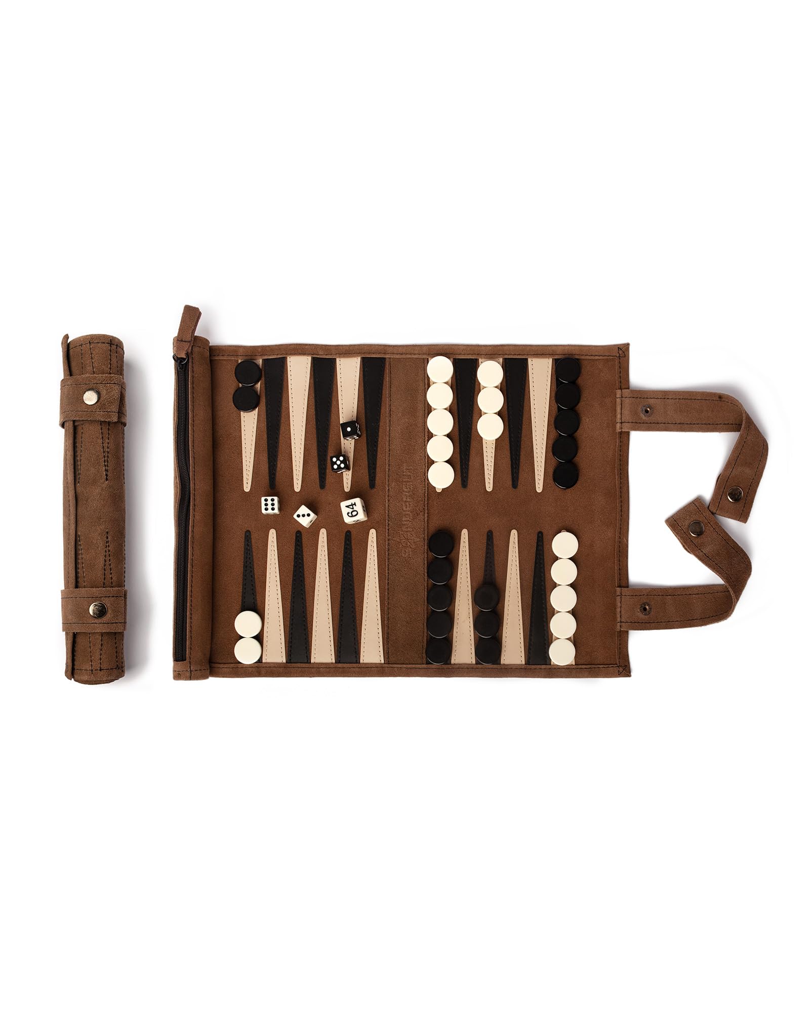Sondergut Backgammon Gioco da Tavolo Mocca in Pelle