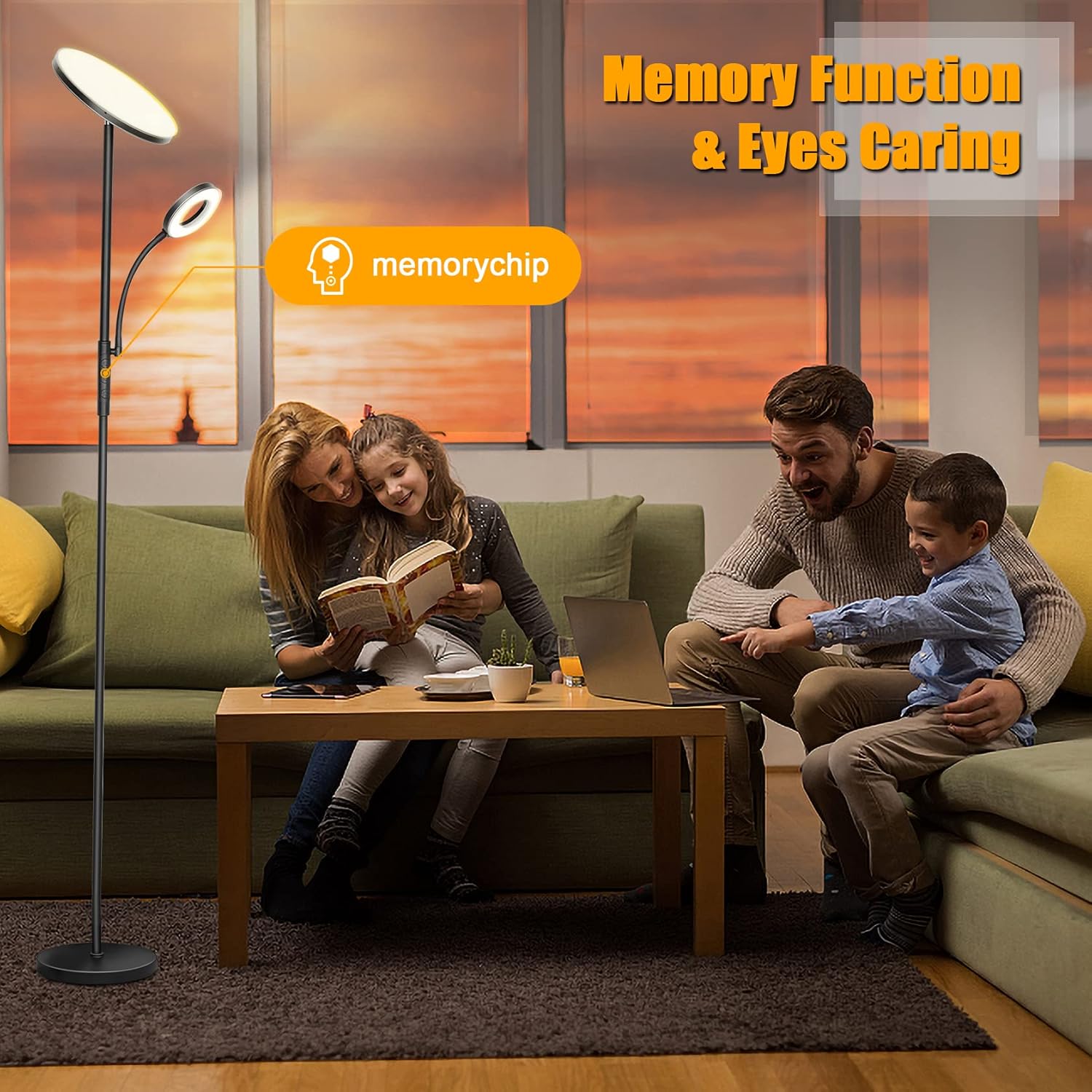 Lampada LED da Terra Moderna 3600LM 42W, Nera - immagine 4