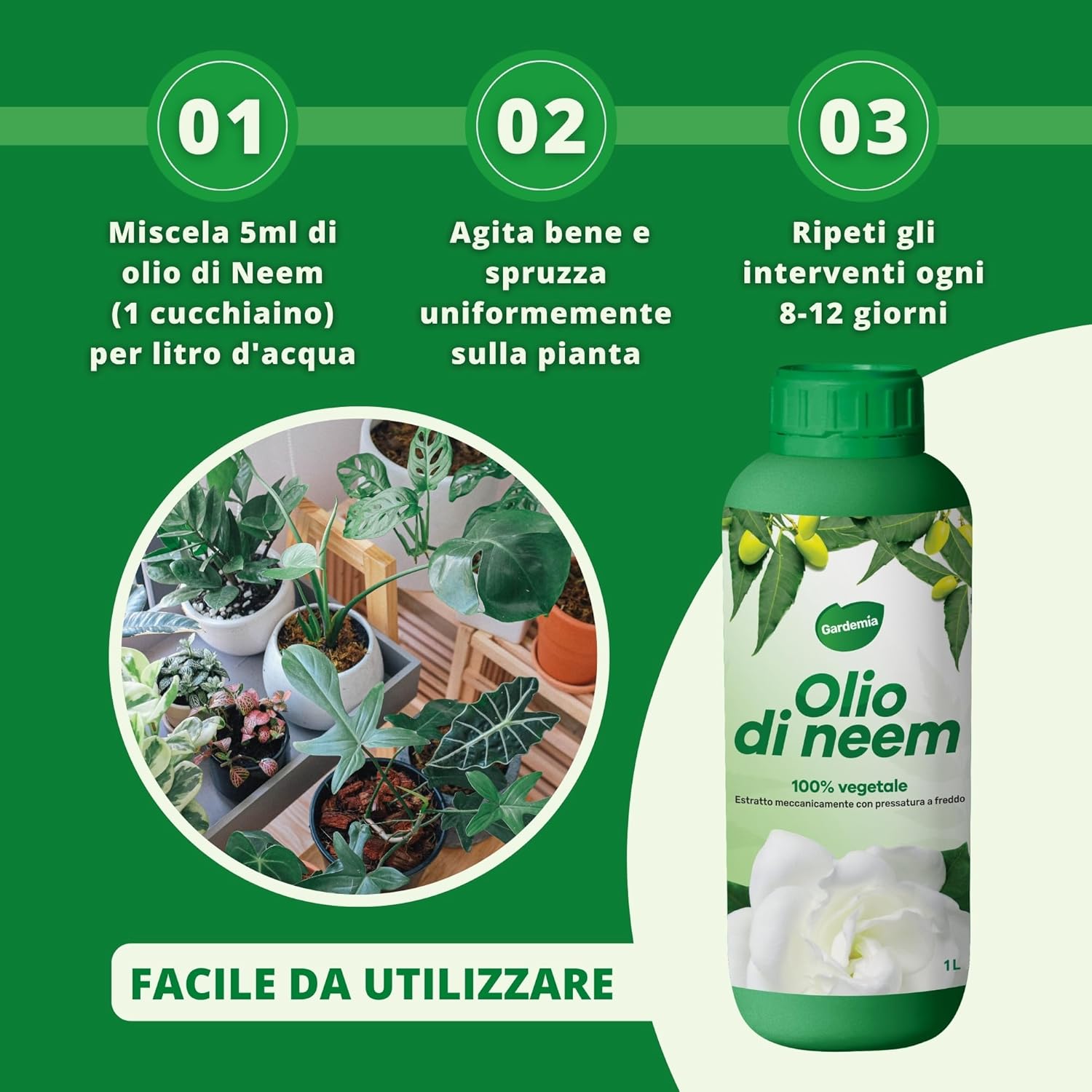 Gardemia Olio di Neem per Piante 1 Litro 100% Vegetale - immagine 5