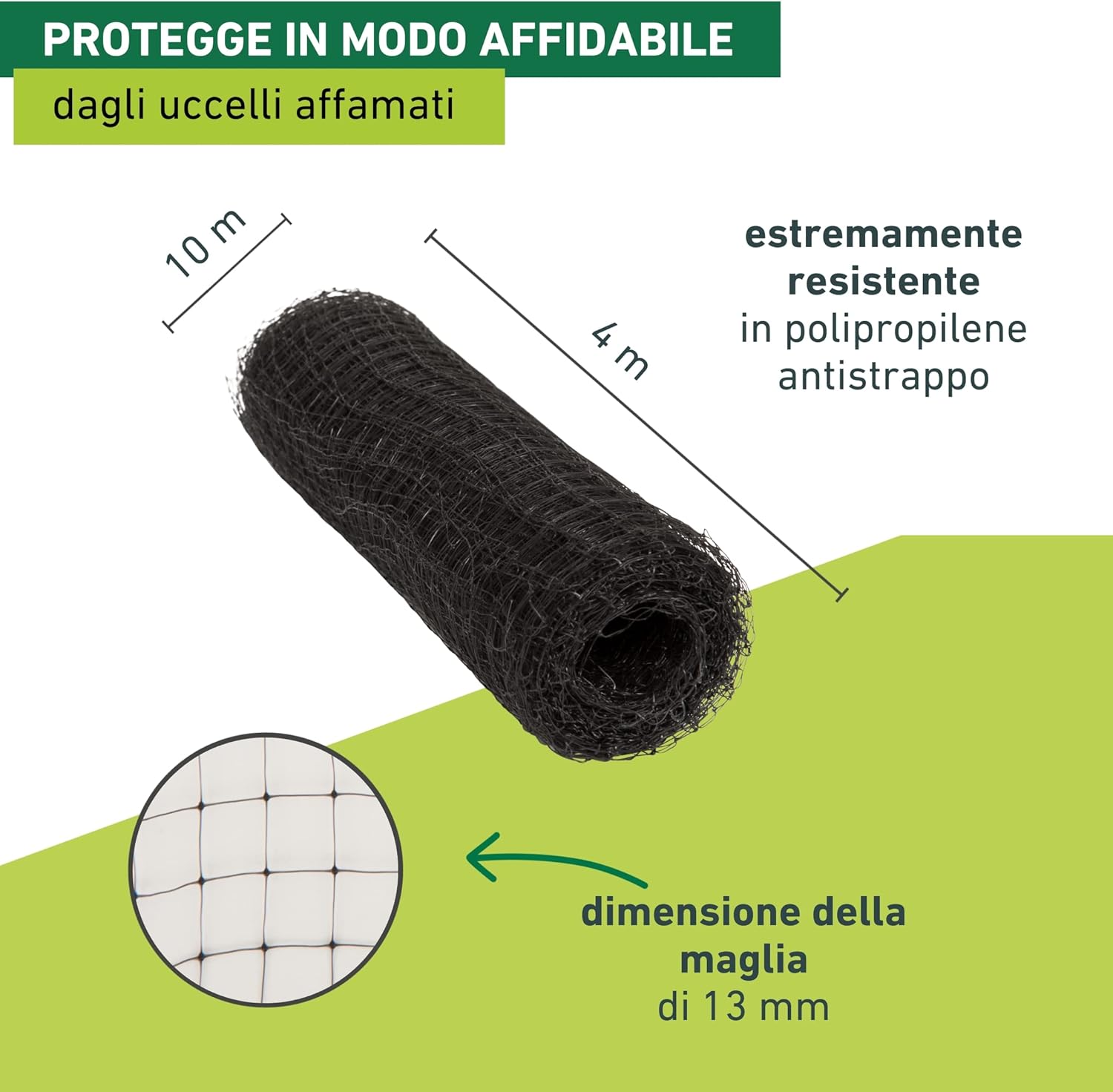 Windhager Rete Protezione Uccelli ORTONET 10x4m, Nero - immagine 3