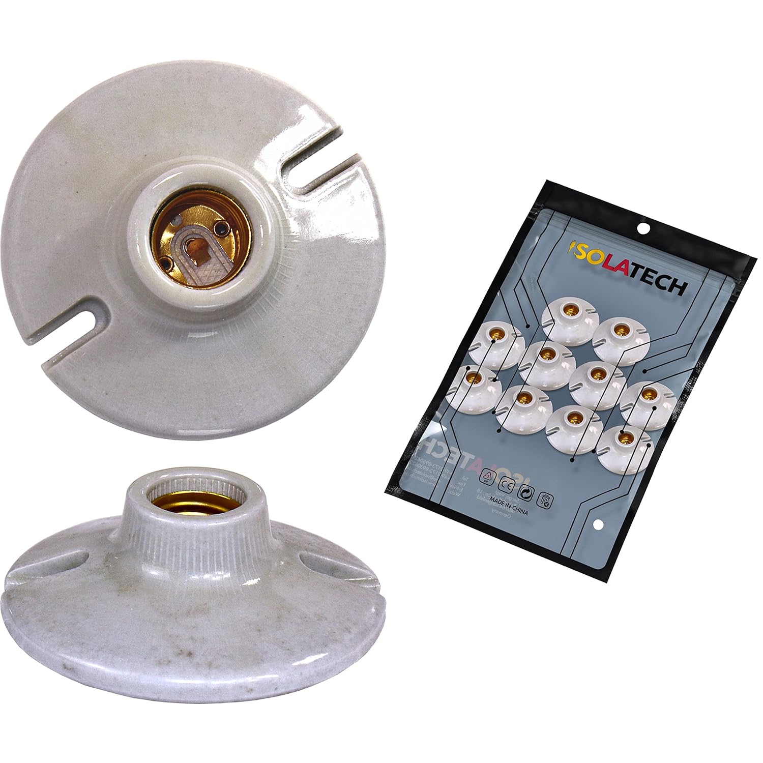 Isolatech Portalampada E27 in ceramica (10 pezzi) - immagine 1