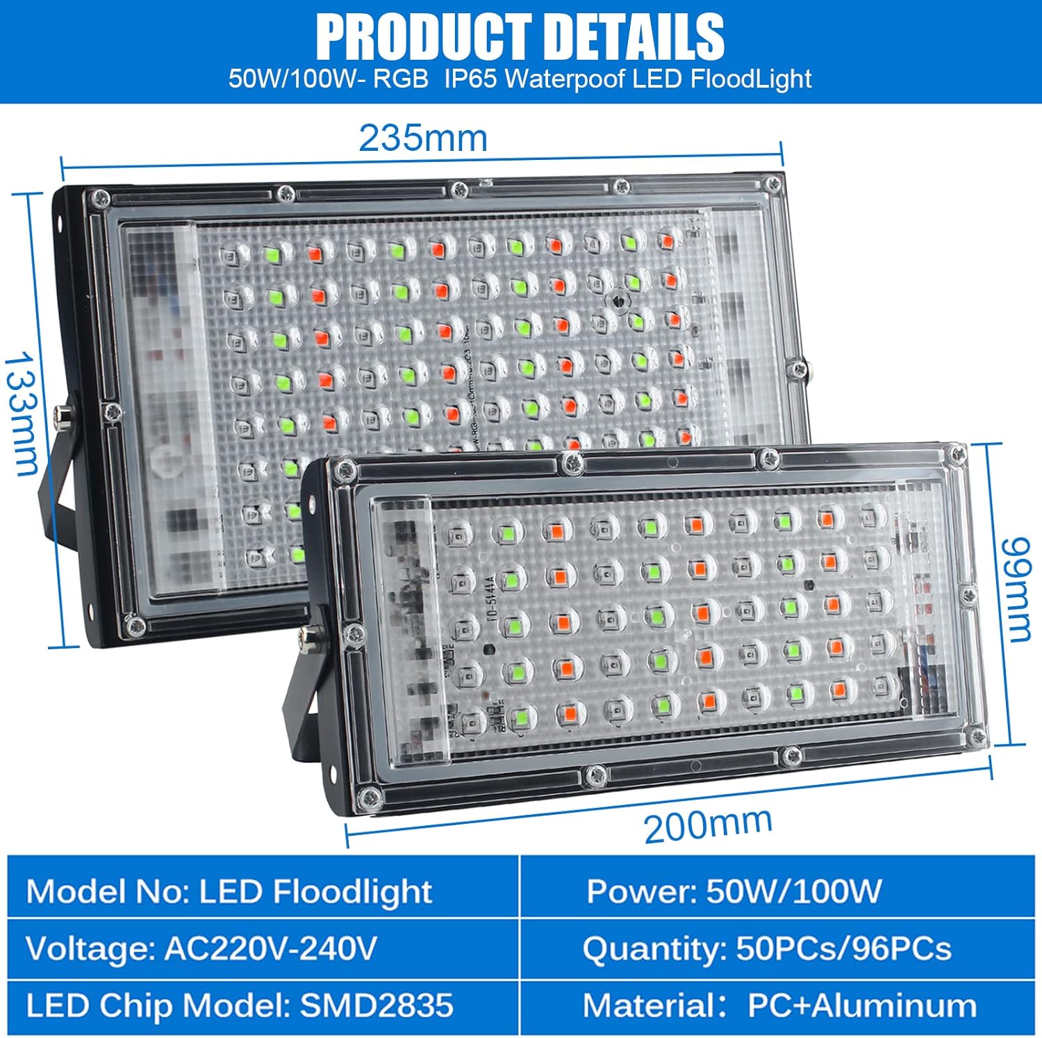 Eleganted Faretto Esterno RGB 100W con Telecomando - immagine 2