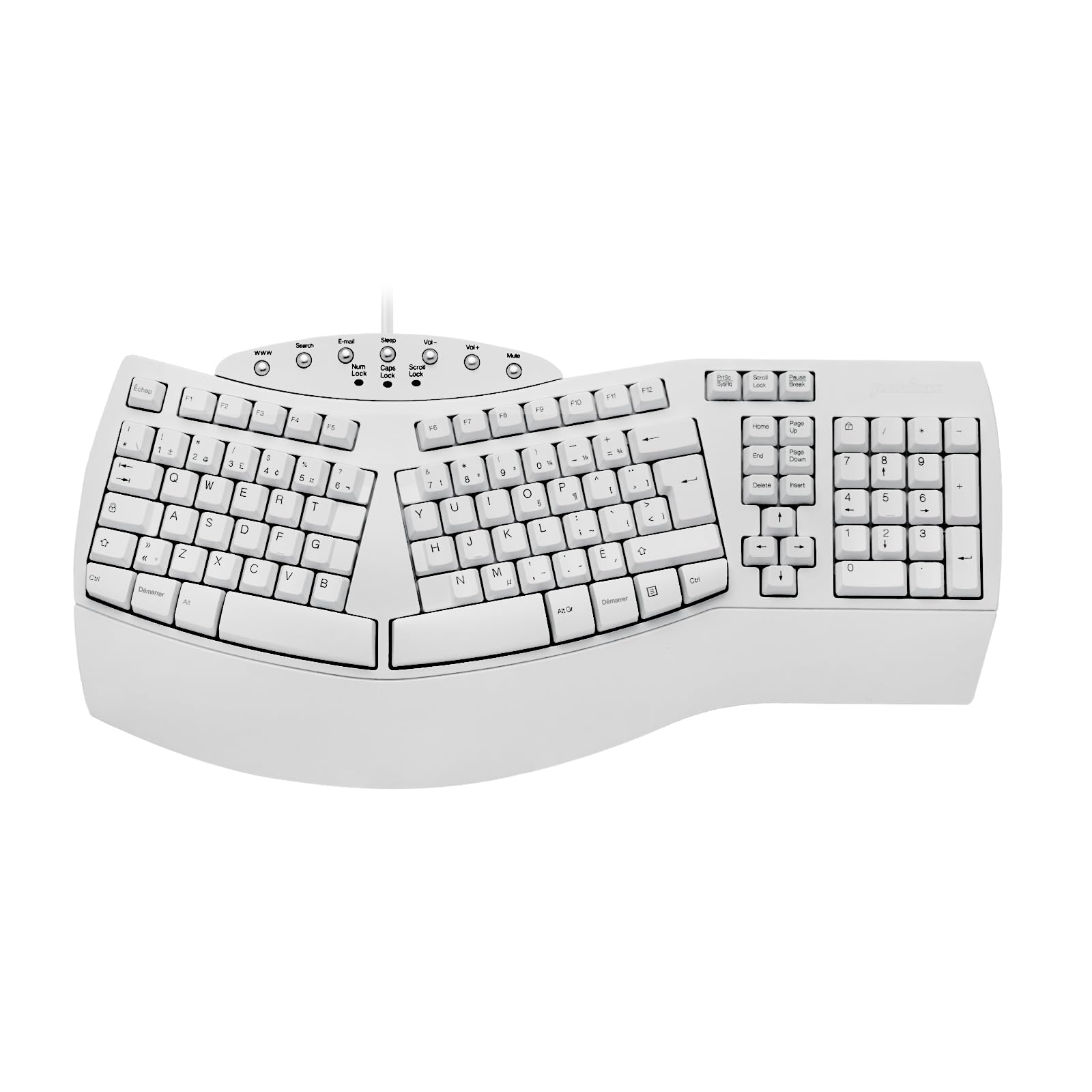 Perixx PERIBOARD-512W Tastiera Ergonomica Cablata USB, Bianco
