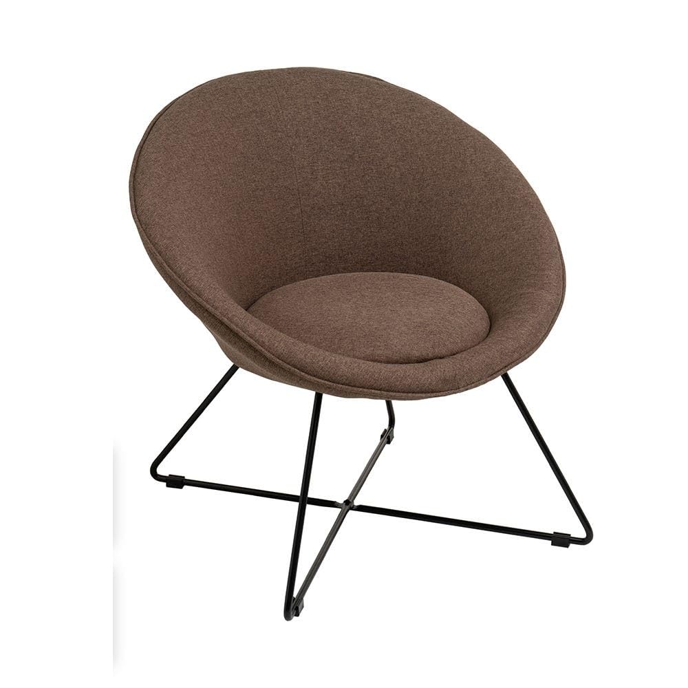 DRW Poltrona circolare in tessuto e metallo in marrone e nero