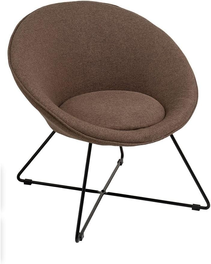 DRW Poltrona circolare in tessuto e metallo in marrone e nero - immagine 1