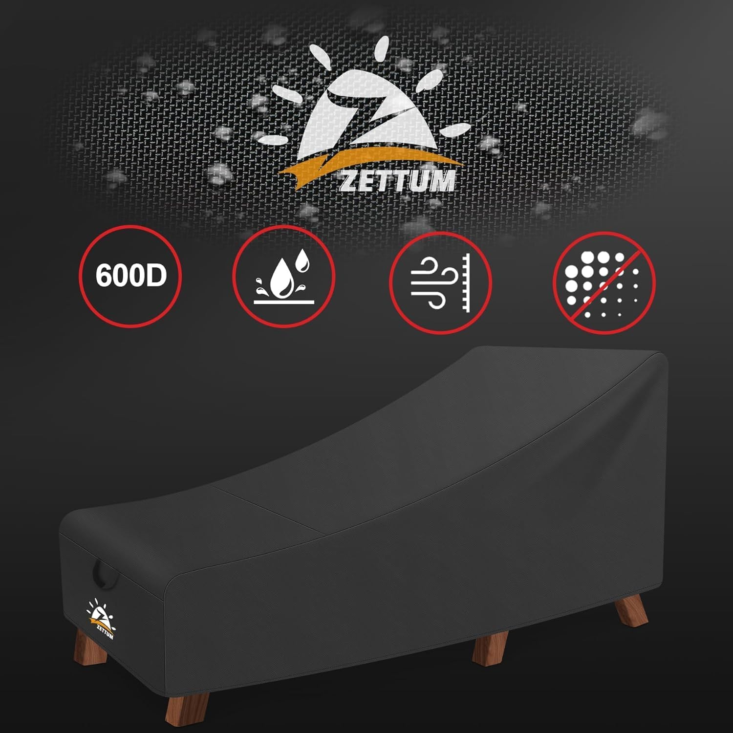 Zettum 210 CM Copertura per Lettini Prendisole, Copri Sdraio da Giardino da Esterno con rivestimento in PU Oxford 600D, Copertura Sedia a Sdraio Impermeabili ai raggi UV (213 X 81 X 81 CM) - immagine 5