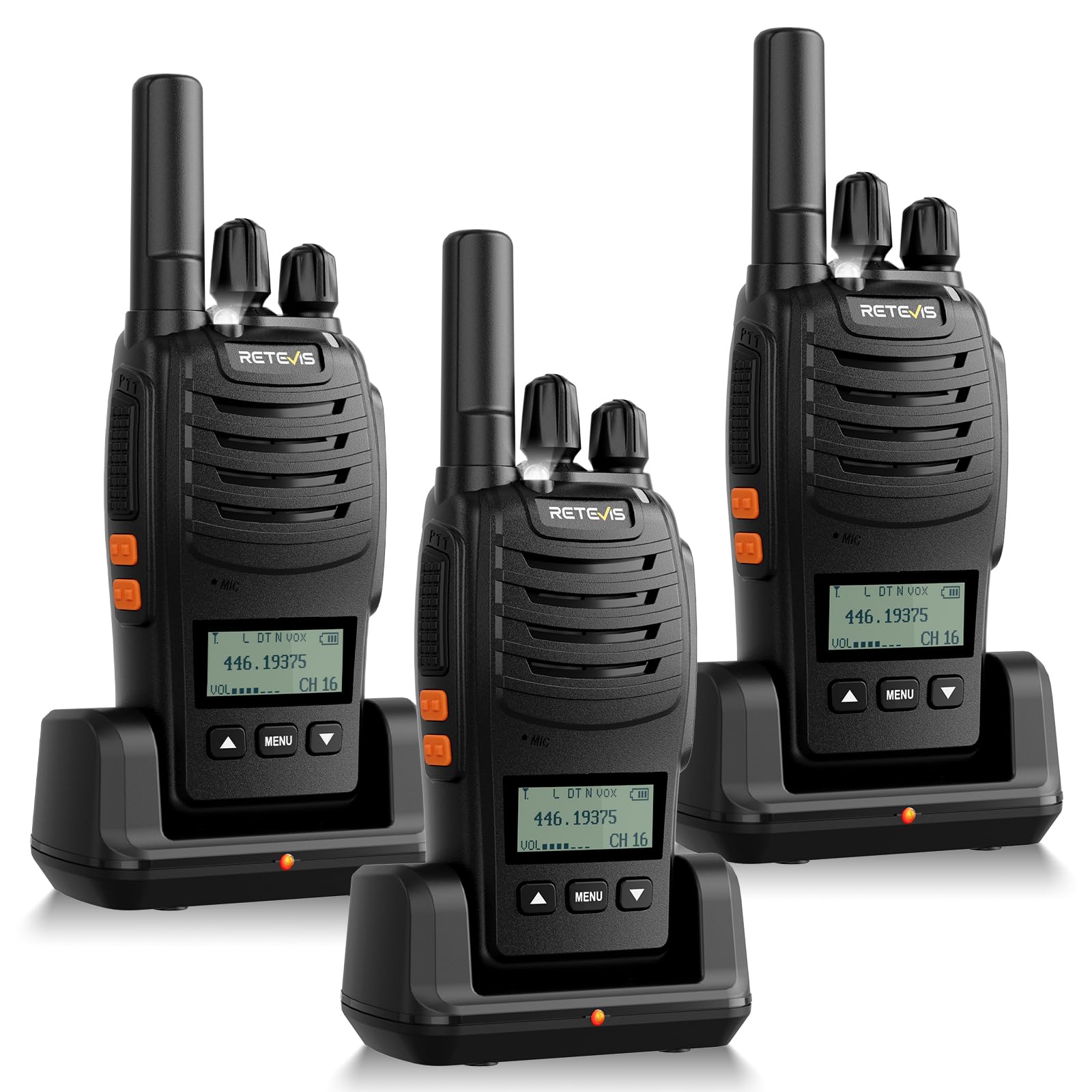 Retevis H777D Walkie Talkie PMR446 (3 Pezzi), Nero