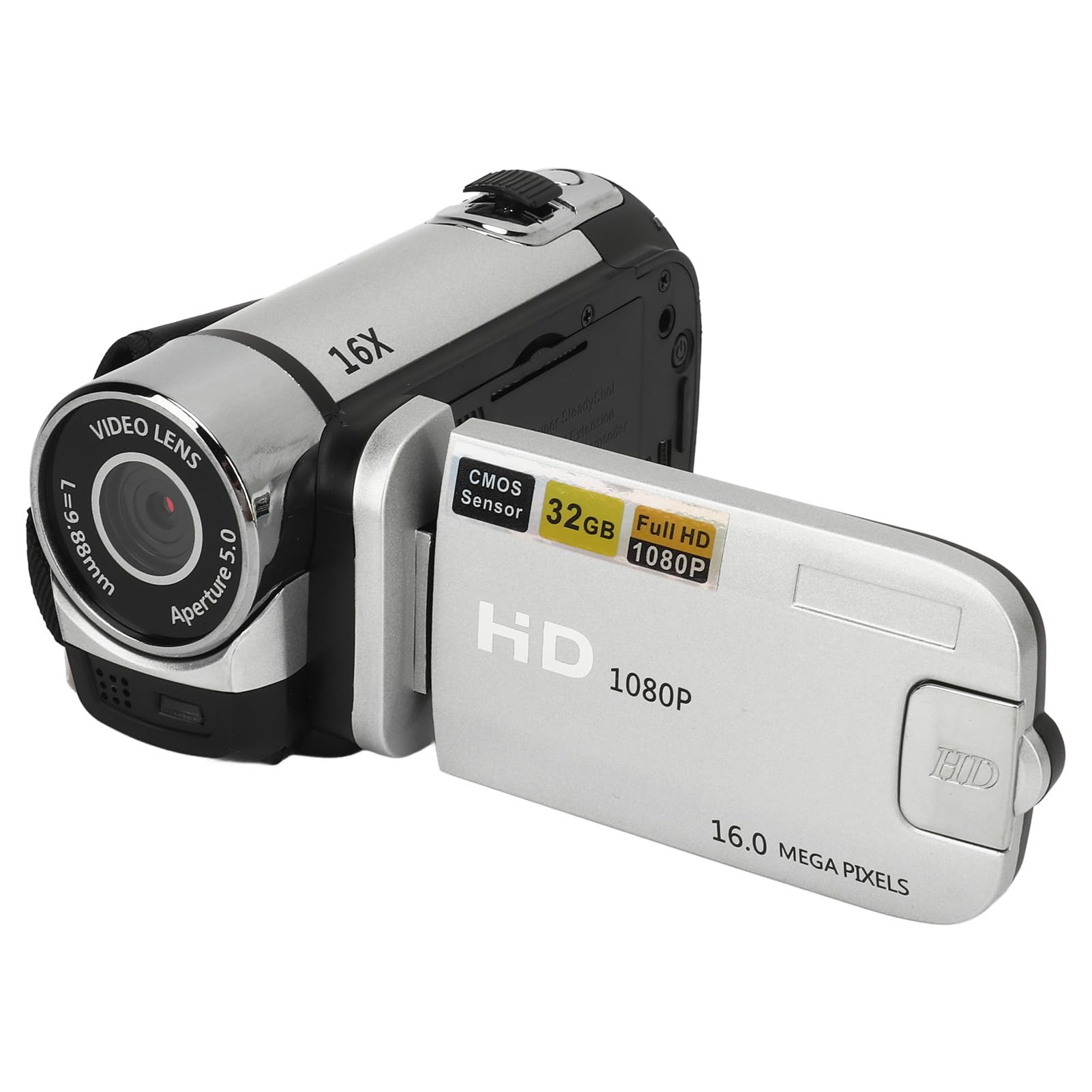 Videocamera Digitale 1080P 16MP Compatta, Silver