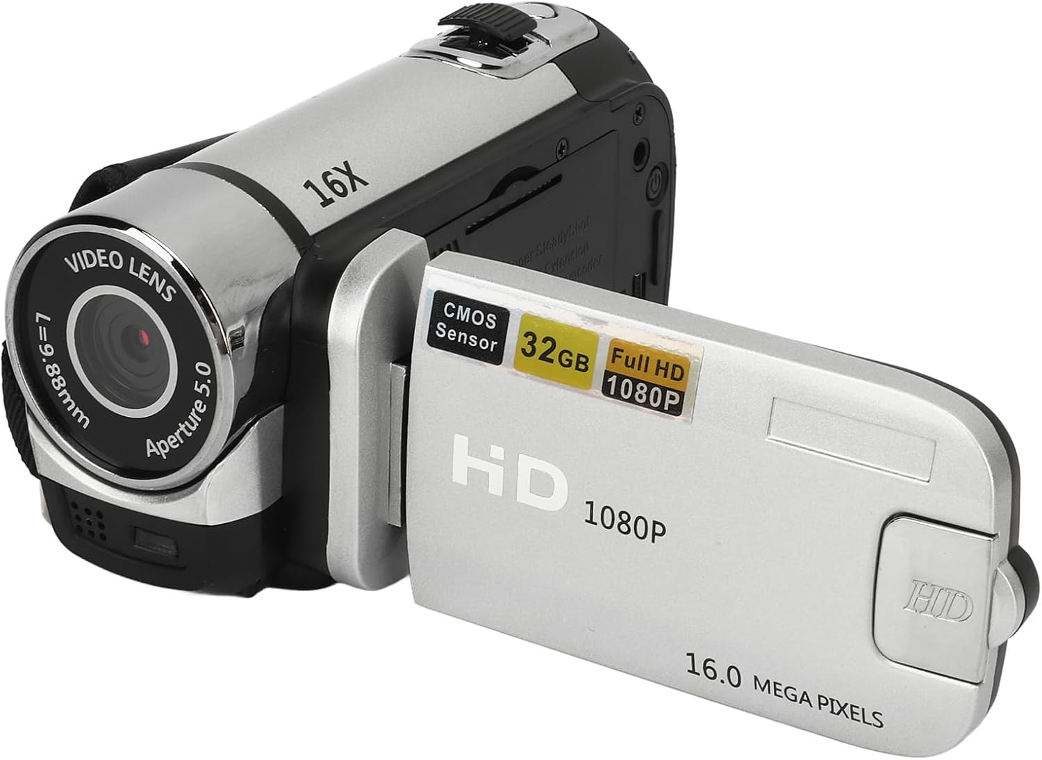 Videocamera Digitale 1080P 16MP Compatta, Silver - immagine 1