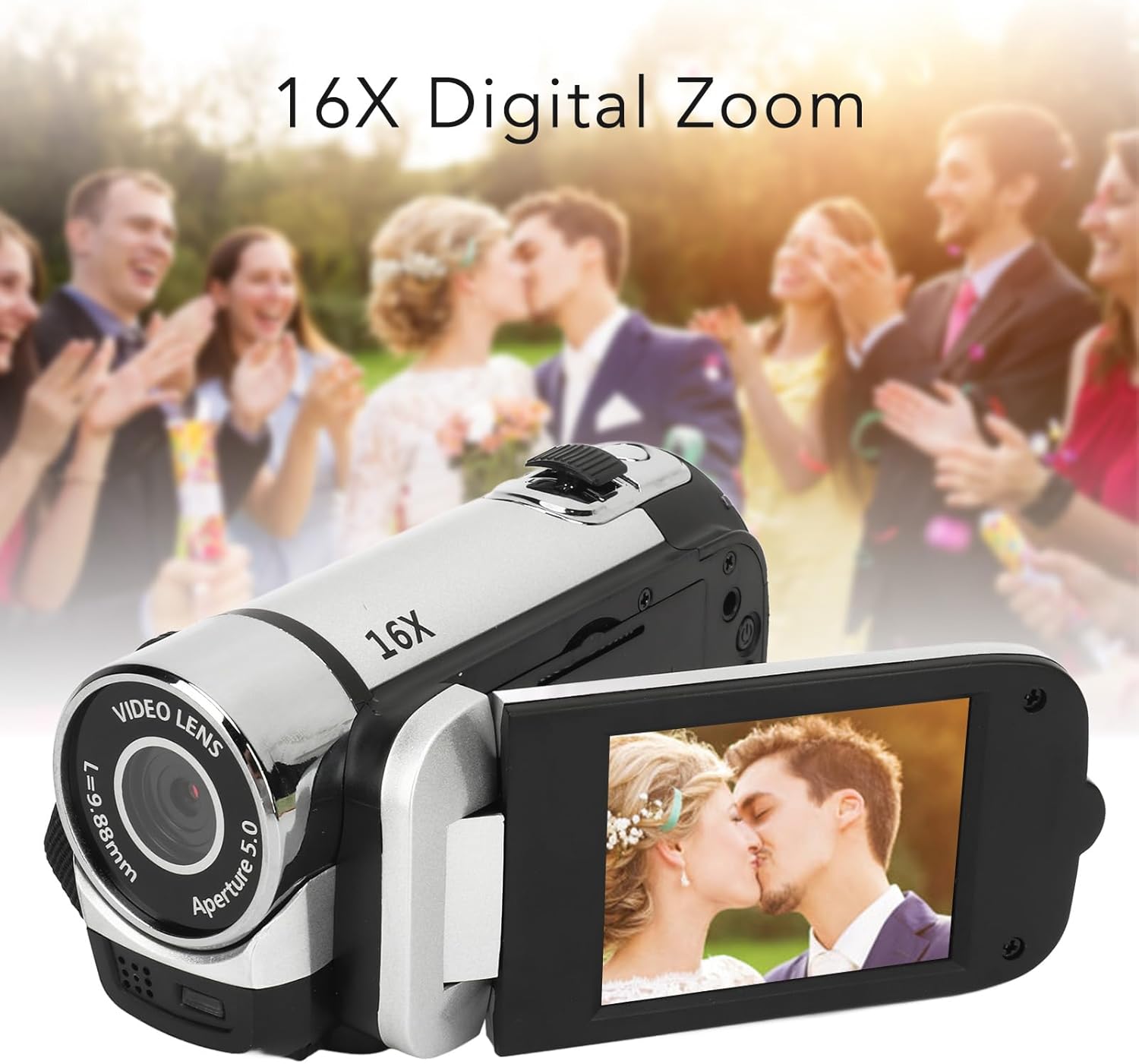 Videocamera Digitale 1080P 16MP Compatta, Silver - immagine 3