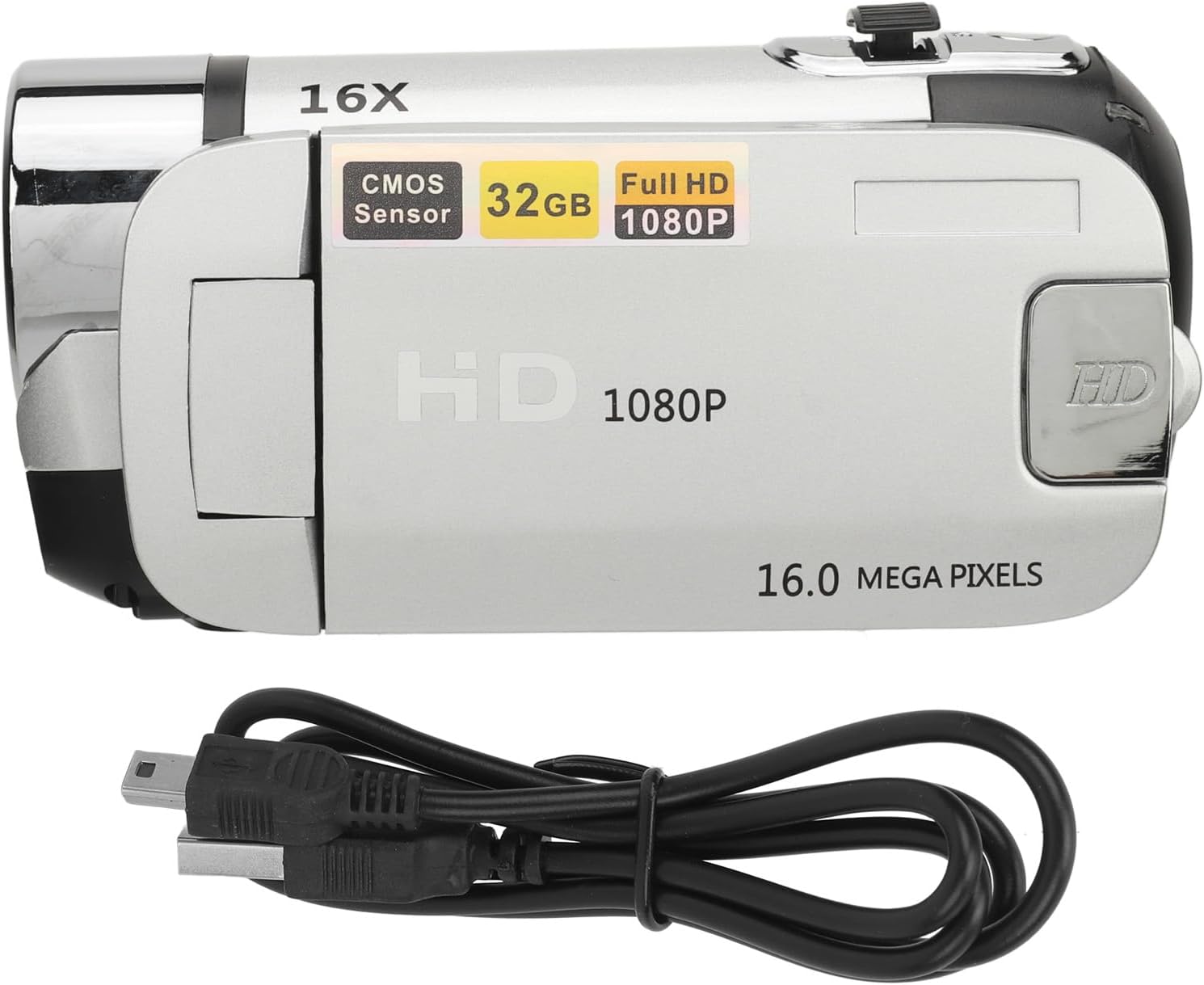 Videocamera Digitale 1080P 16MP Compatta, Silver - immagine 7