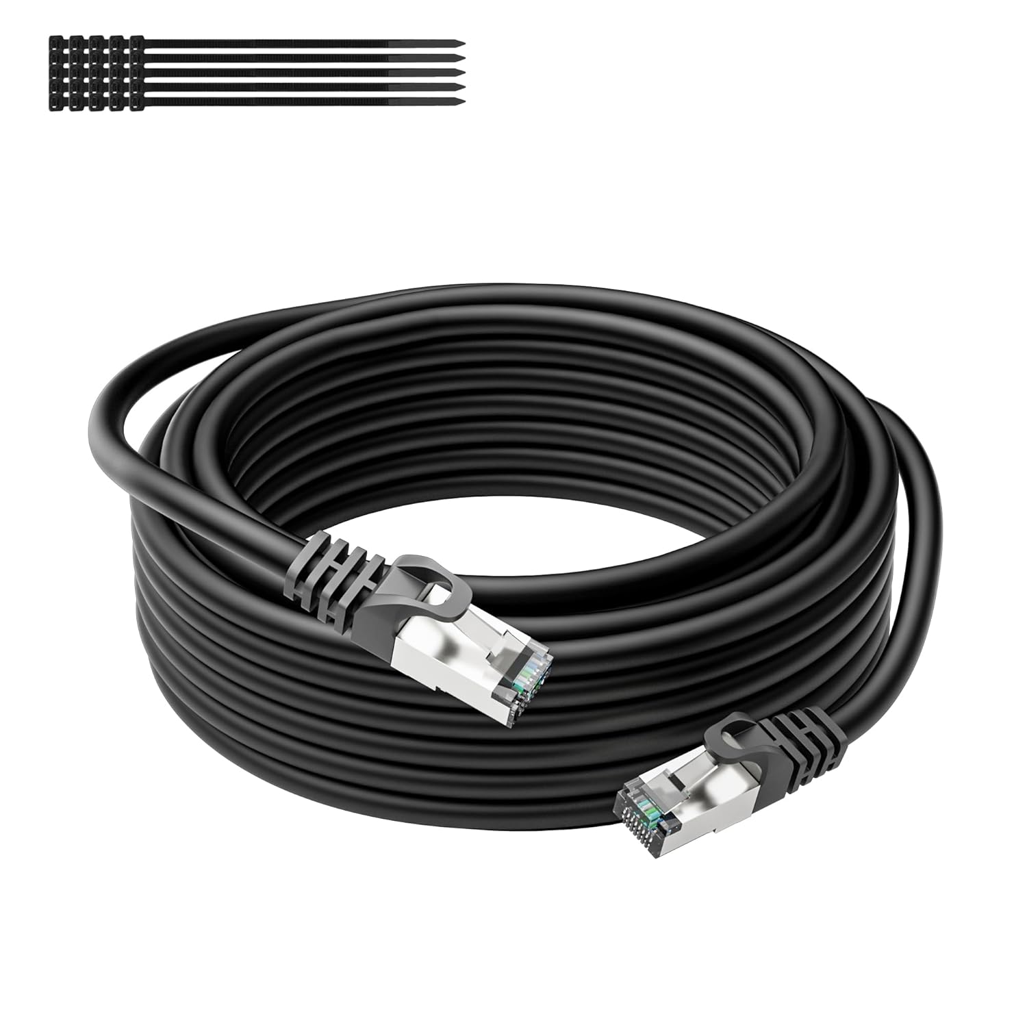 Cavo di Rete Cat 6A Ethernet 10 Gigabit 50 Metri, Nero - immagine 1