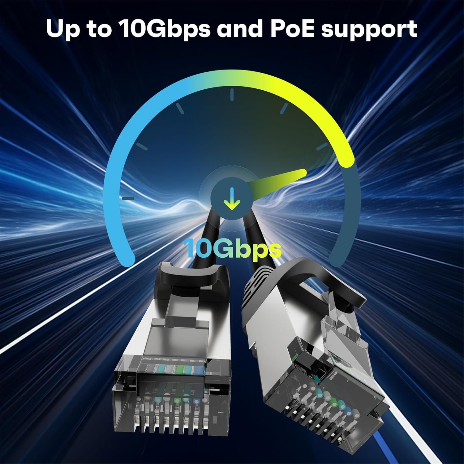 Cavo di Rete Cat 6A Ethernet 10 Gigabit 50 Metri, Nero - immagine 3