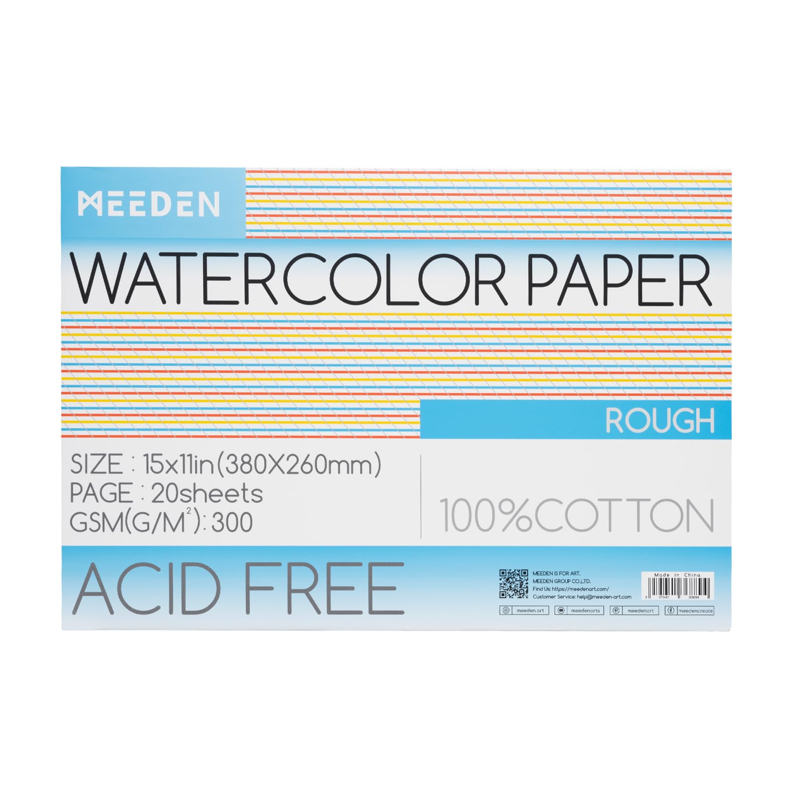 Meeden Taccuino Acquerello 38x26cm, 20 Fogli 300g/m²