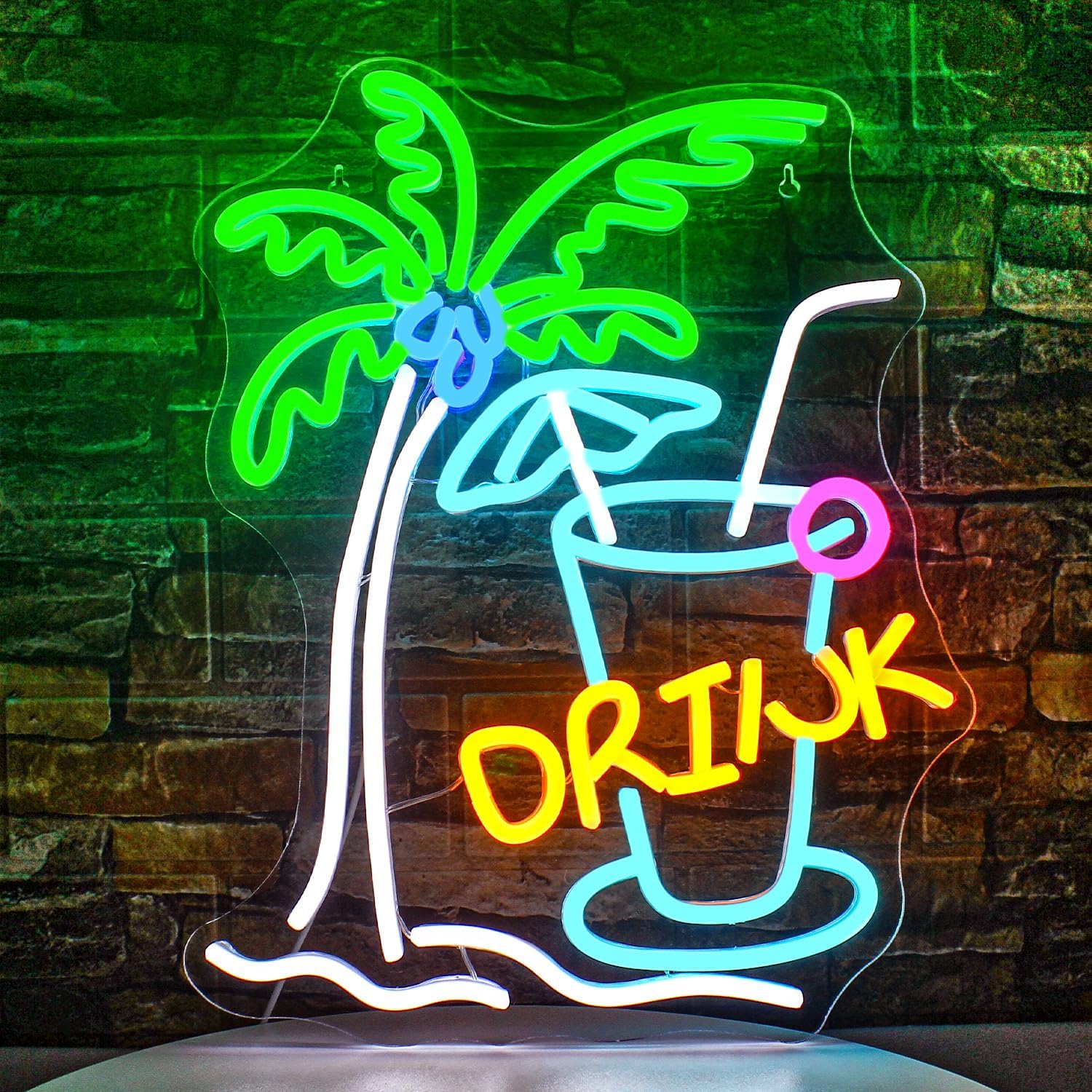 Insegna al Neon LED Albero di Palma Drink - immagine 1