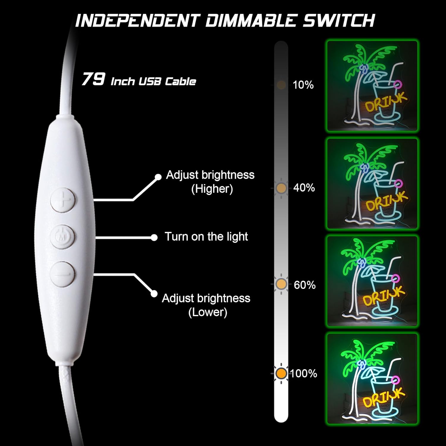 Insegna al Neon LED Albero di Palma Drink - immagine 2