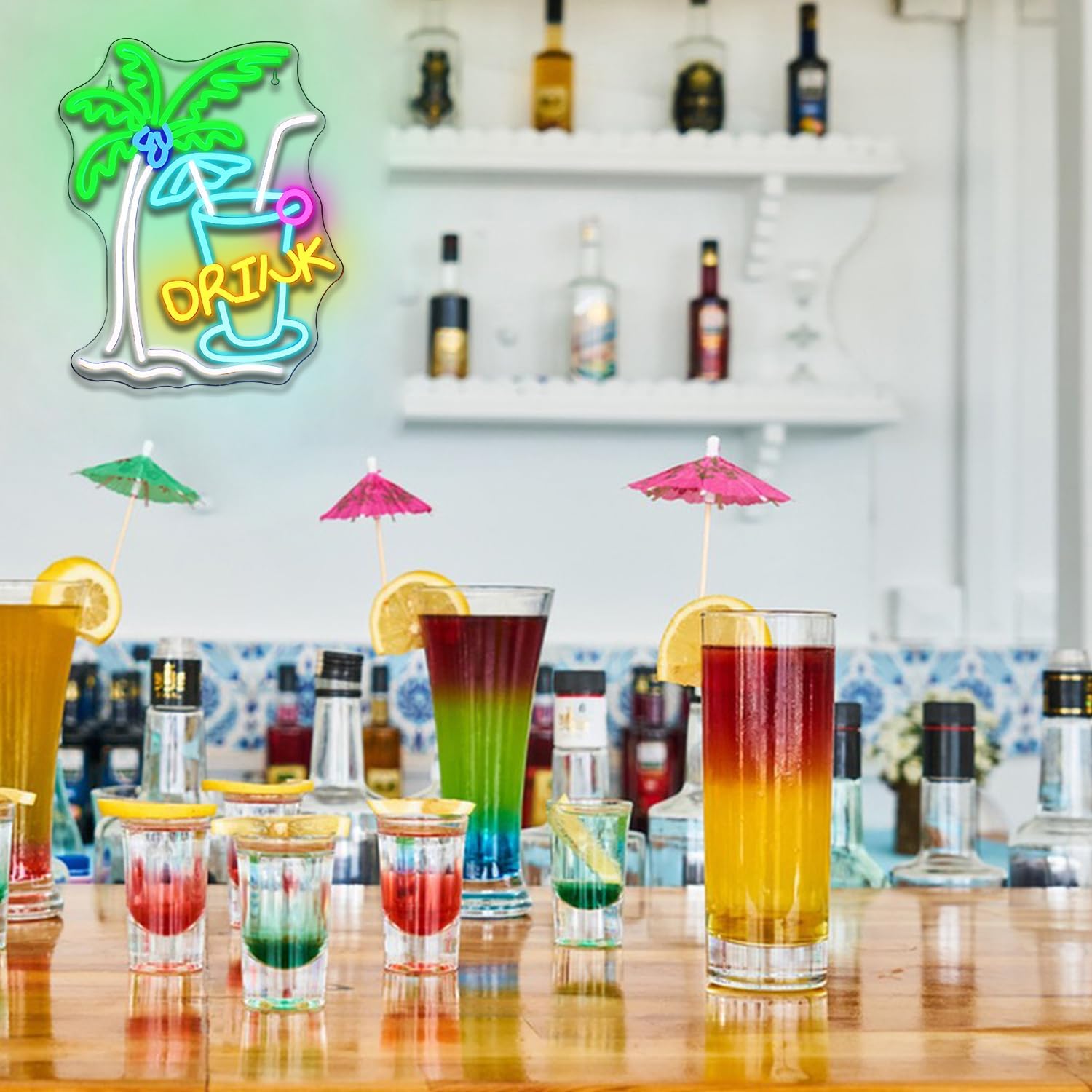 Insegna al Neon LED Albero di Palma Drink - immagine 5